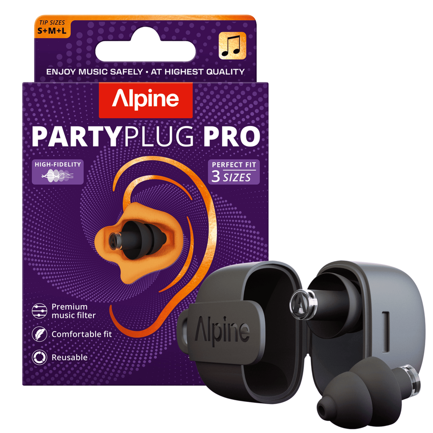 Alpine Partyplug Pro Earplugs - Black
