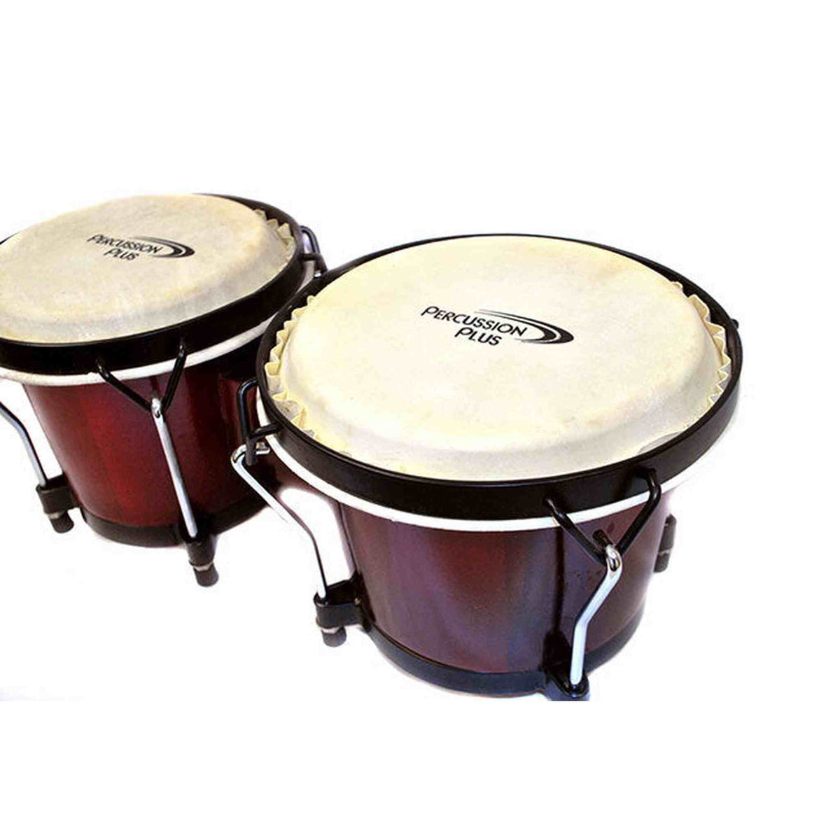 Percussion Plus 6 & 6-3/4" Wooden Bongos in Gloss Red Lacquer Finish