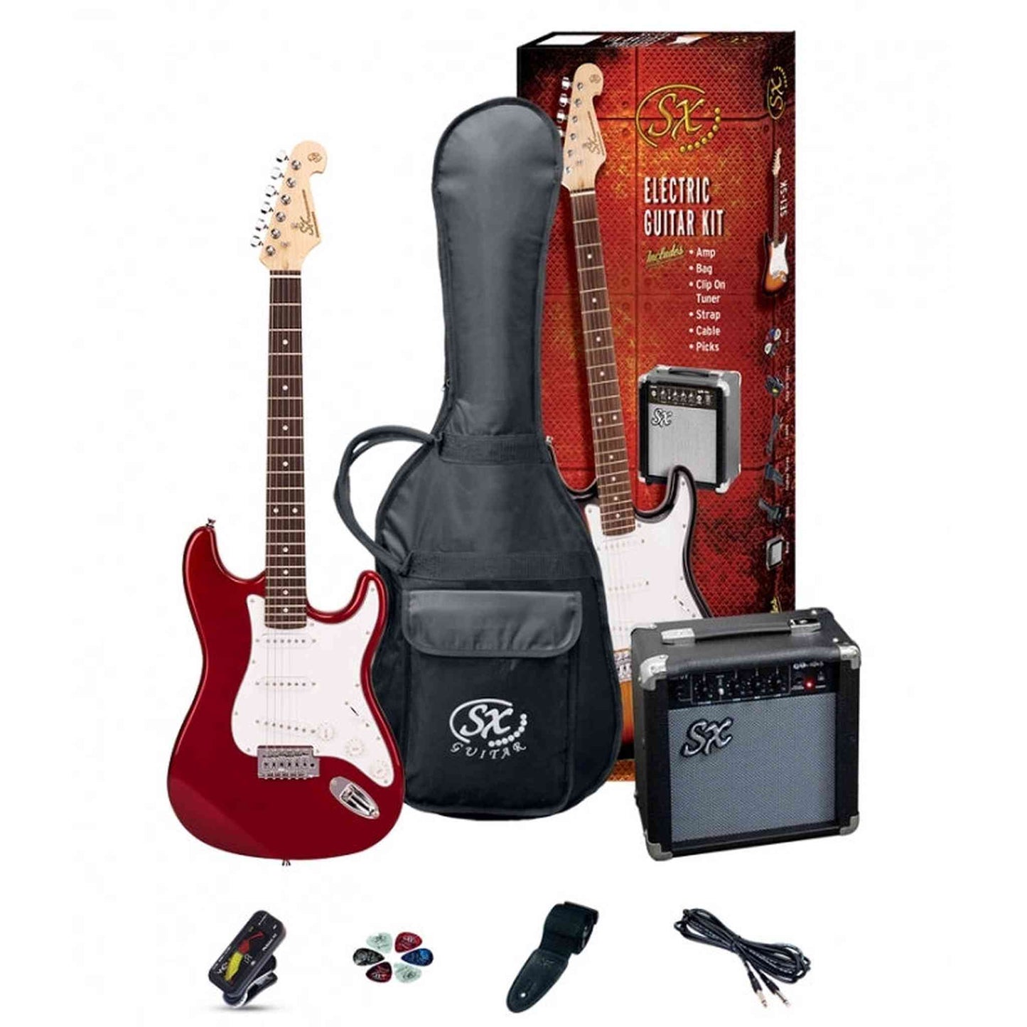 SX SE1SKCAR Electric Guitar Pack - Candy Apple Red - Joondalup Music Centre