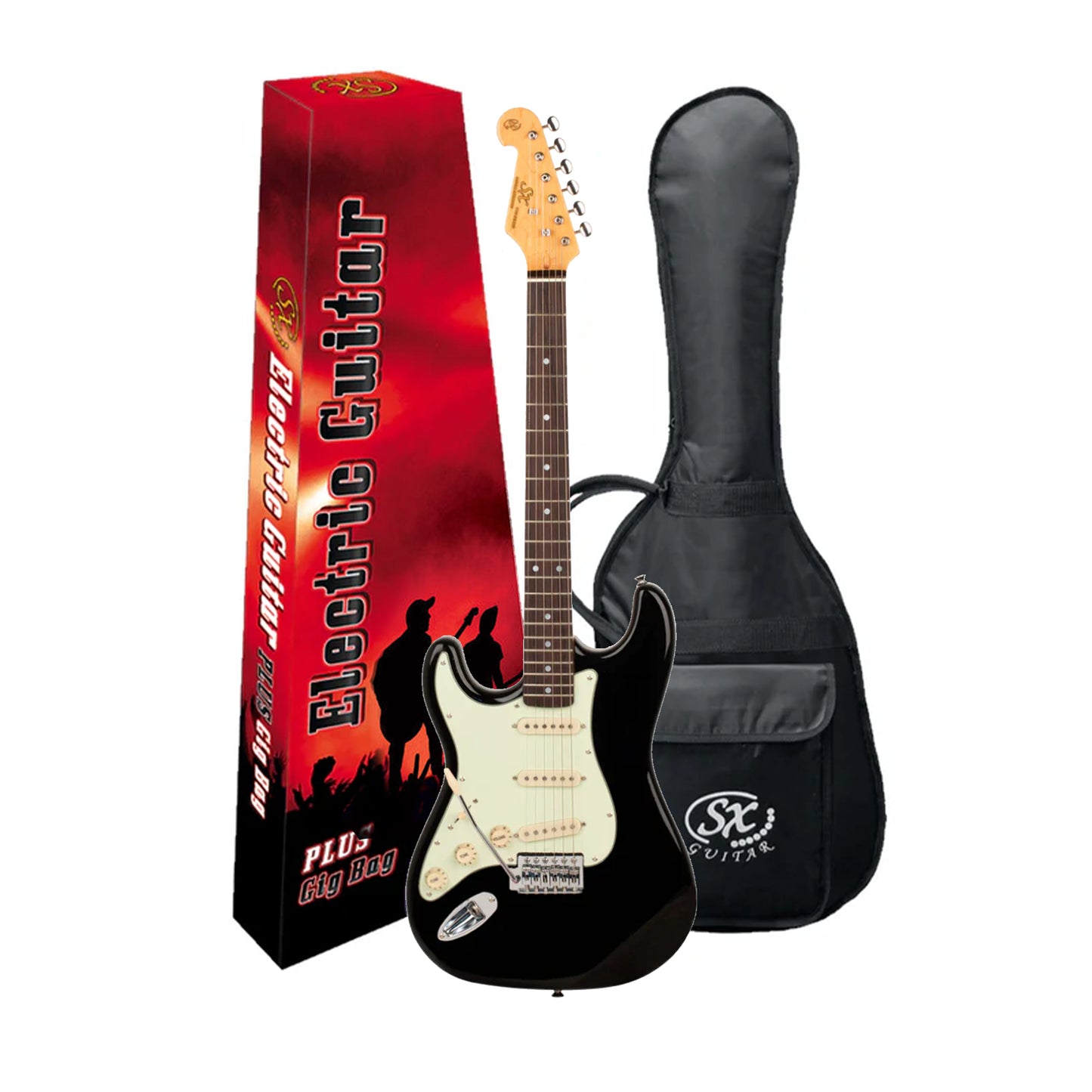SX Vintage Style Left Handed Electric Guitar - Black