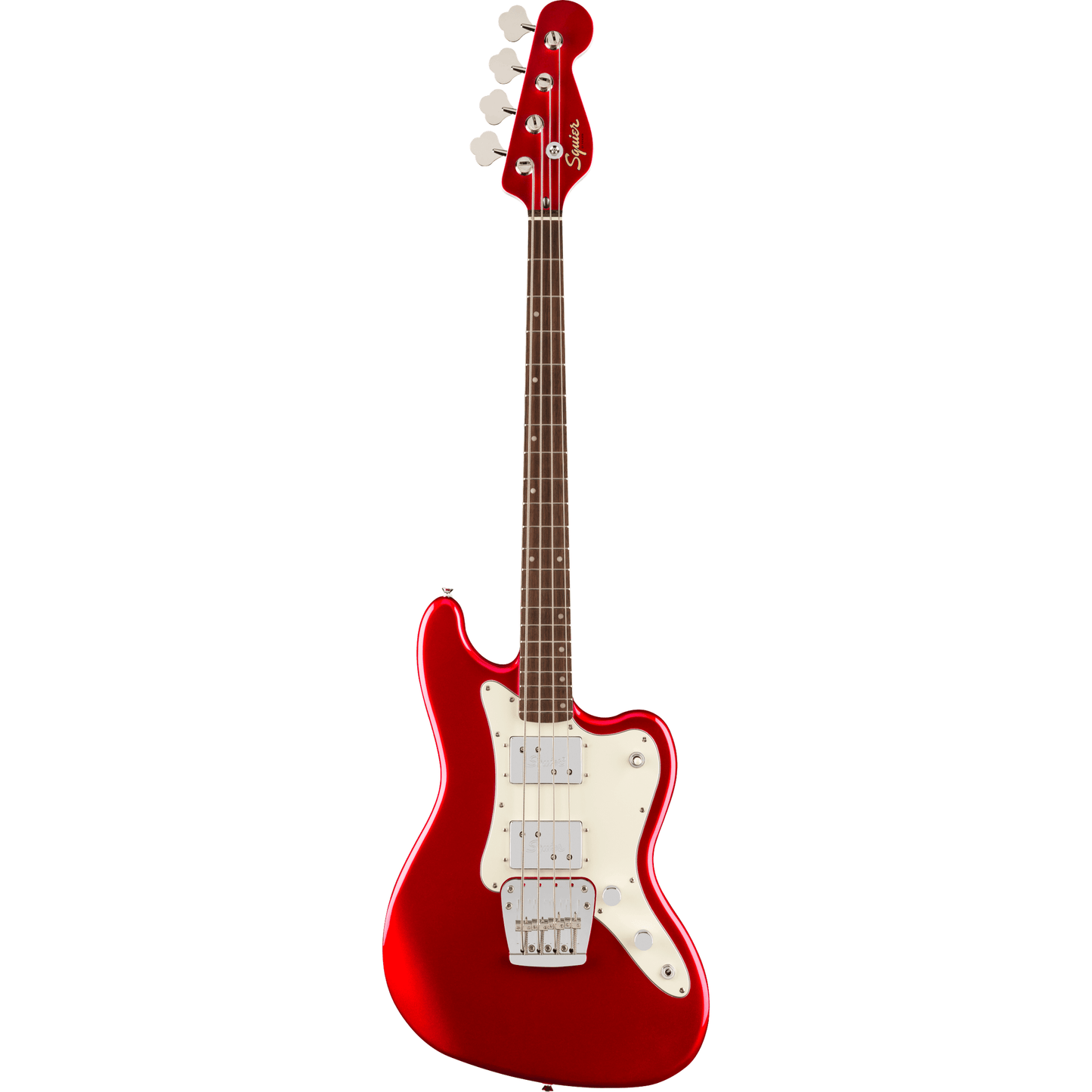 Squier Limited Edition Paranormal Rascal HH Bass - Candy Apple Red from Joondalup Music Centre