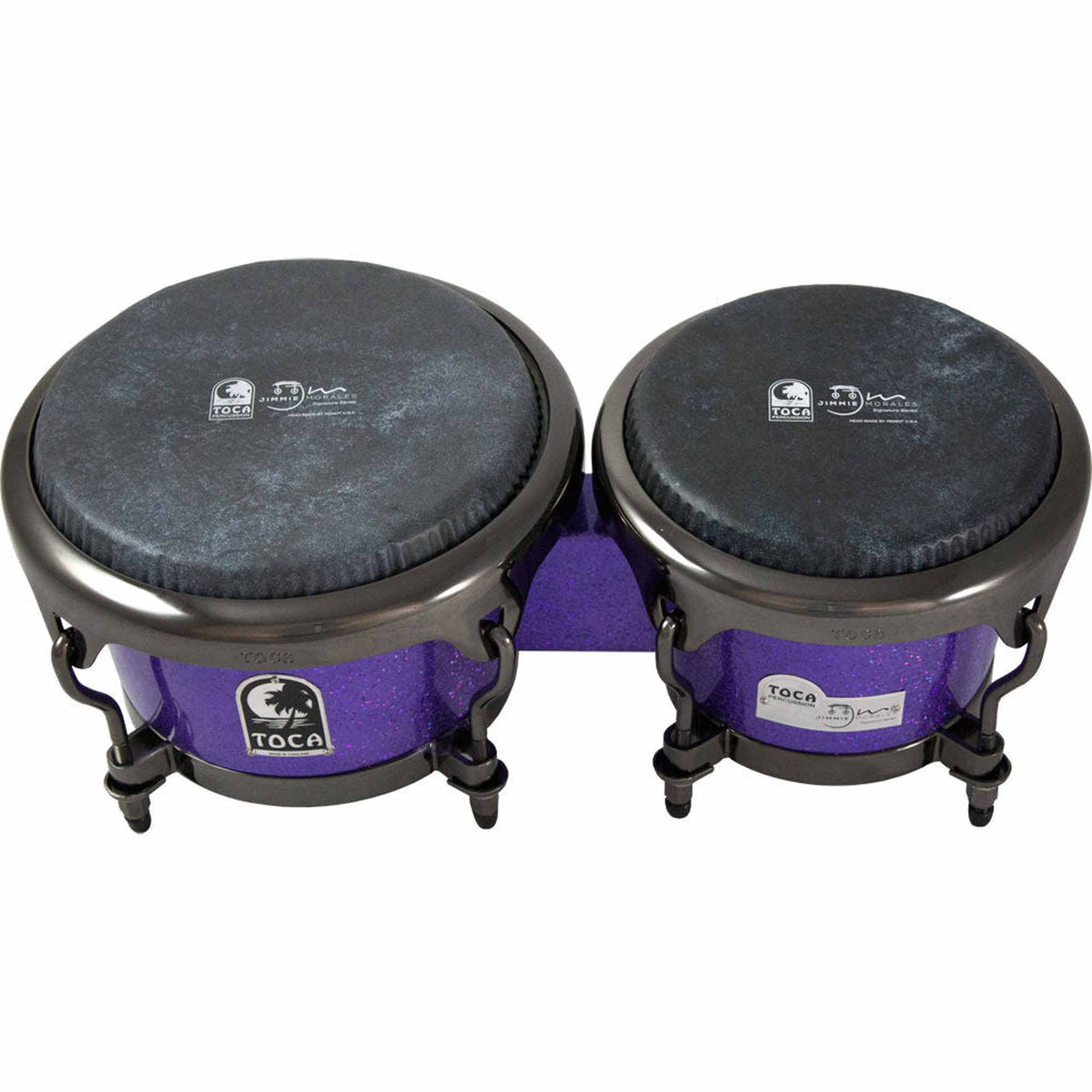 Toca Signature Series Jimmie Morales 7 & 8-1/2" Fiberglass Bongos in Purple Sparkle