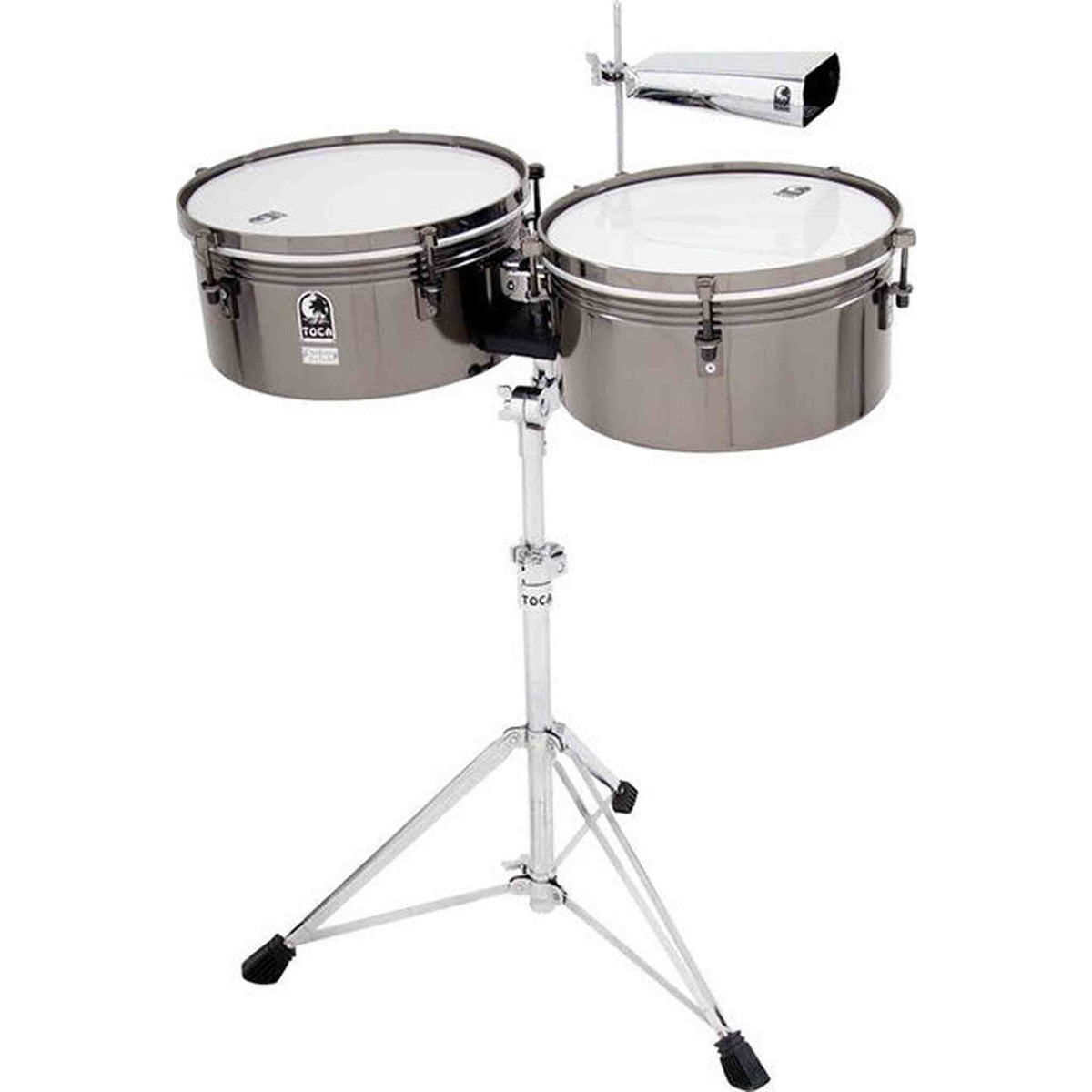 Toca Custom Deluxe Series Timbale Set - Black Chrome