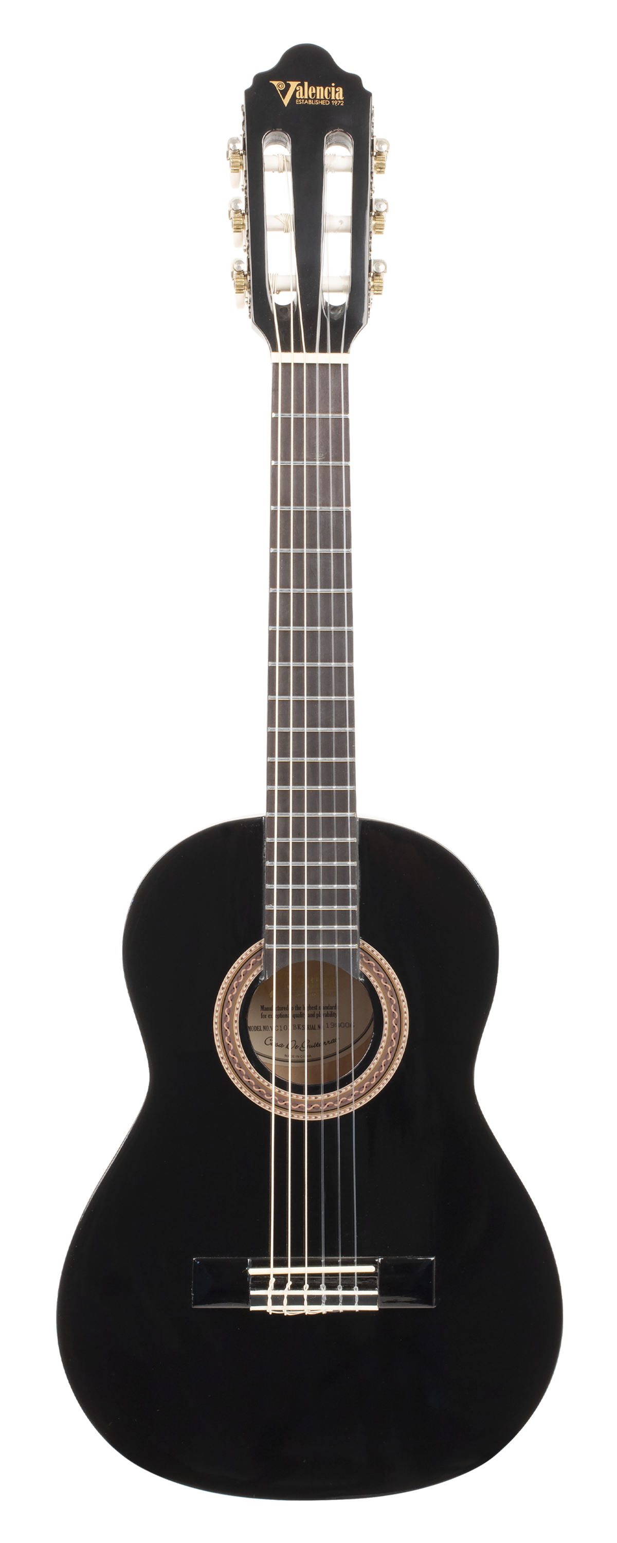 Valencia 100 Series 1/4 Size Classical Guitar - Black