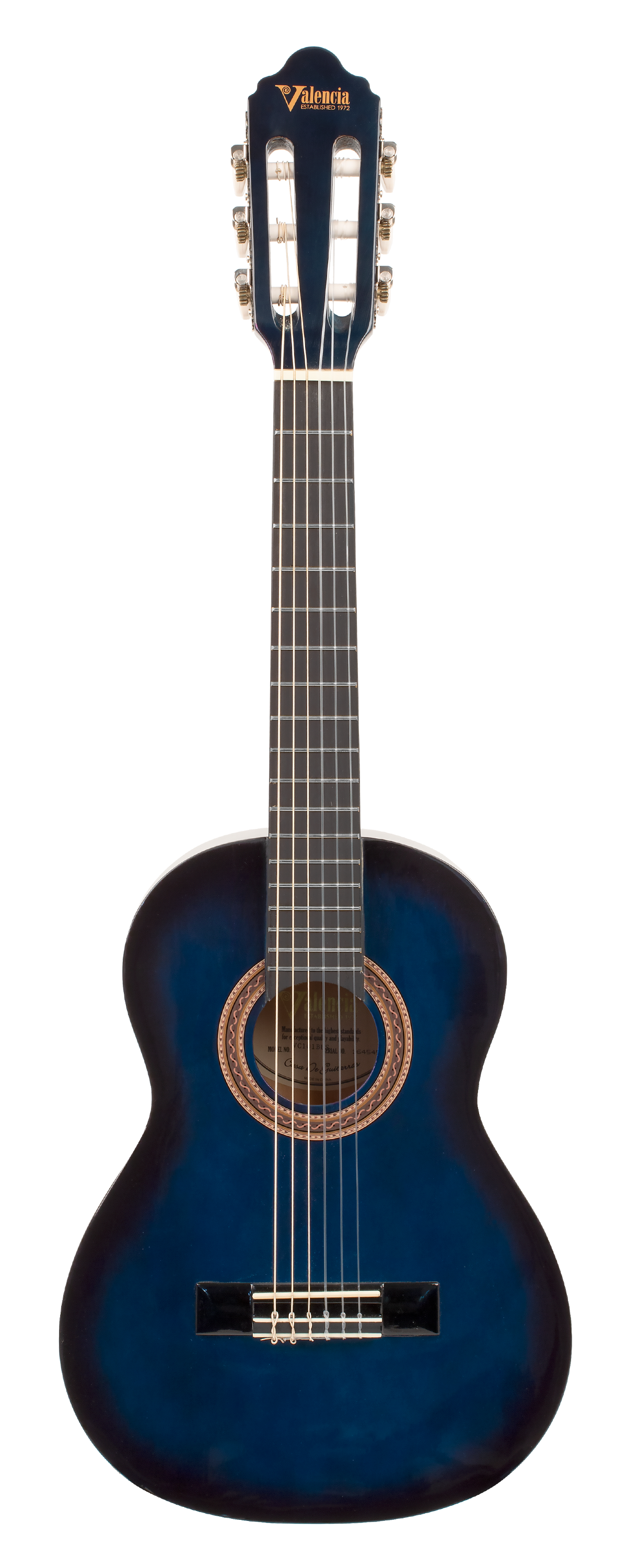 Valencia 100 Series 1/4 Size Classical Guitar - Blue Sunburst