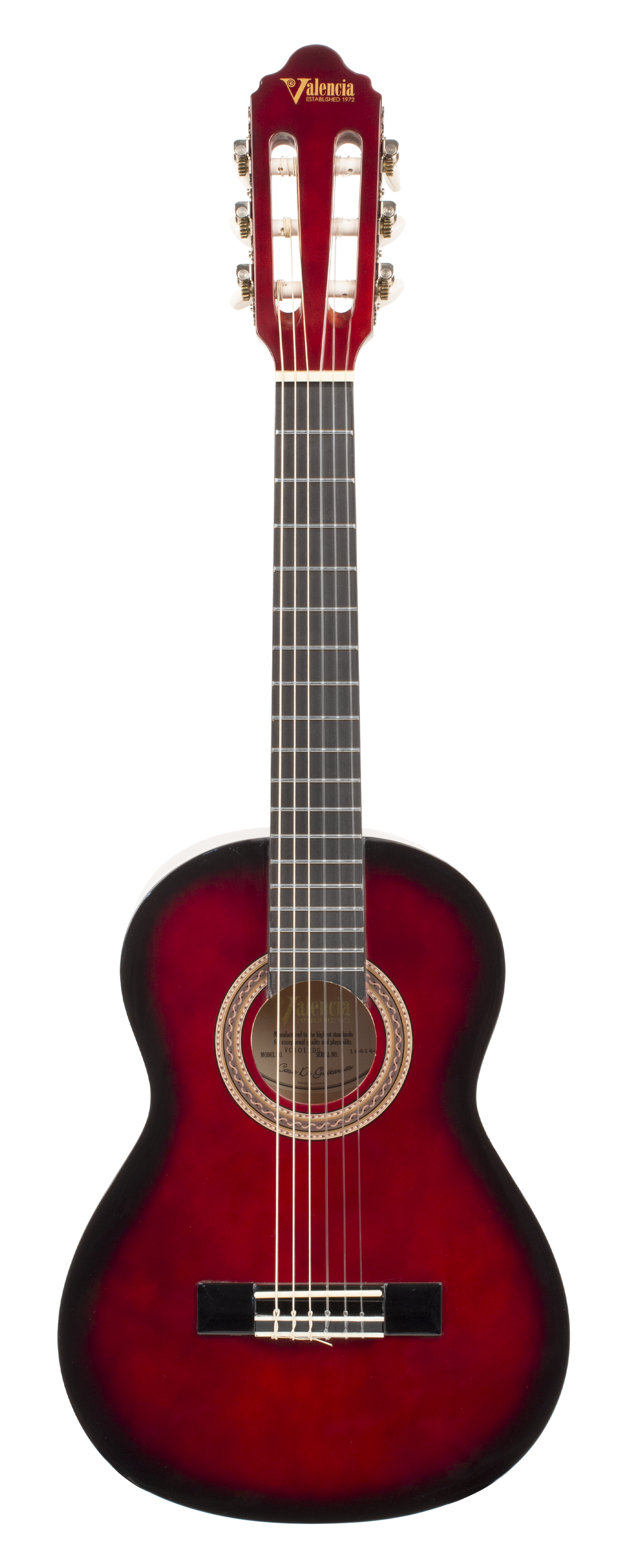 Valencia 100 Series 1/4 Size Classical Guitar - Red Sunburst