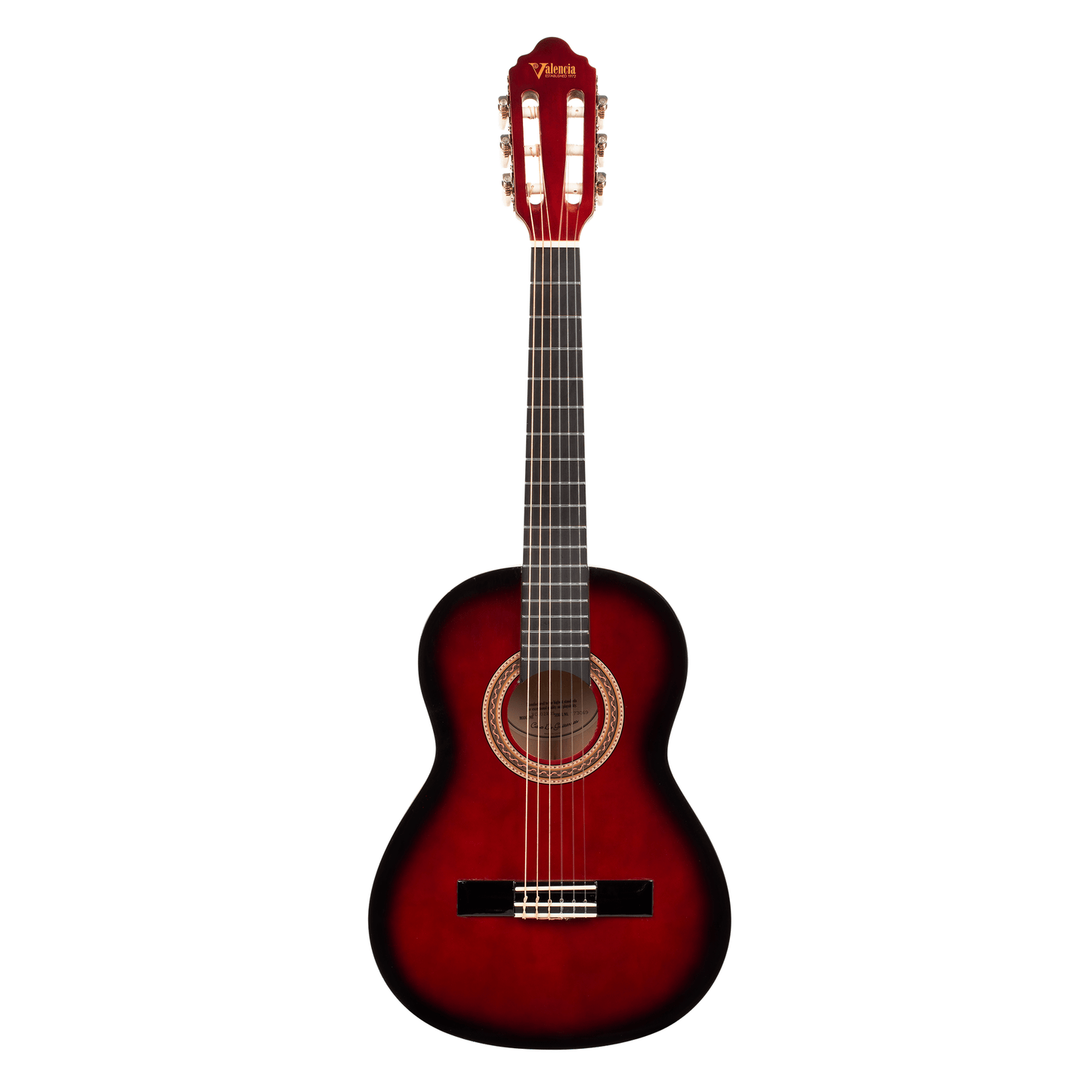 Valencia 100 Series 1/2 Size Classical Guitar - Red Sunburst