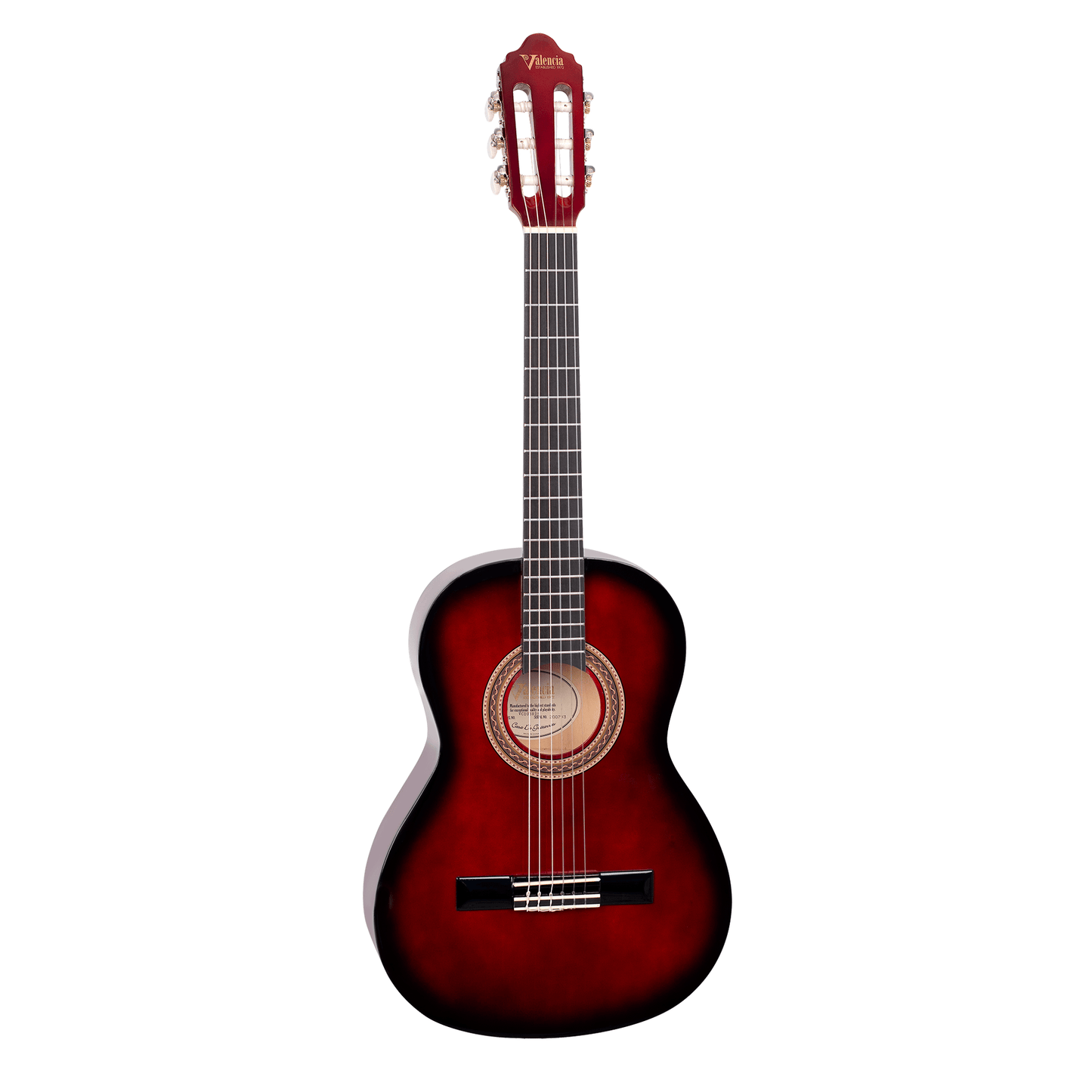 Valencia 100 Series 3/4 Size Classical Guitar - Red Sunburst