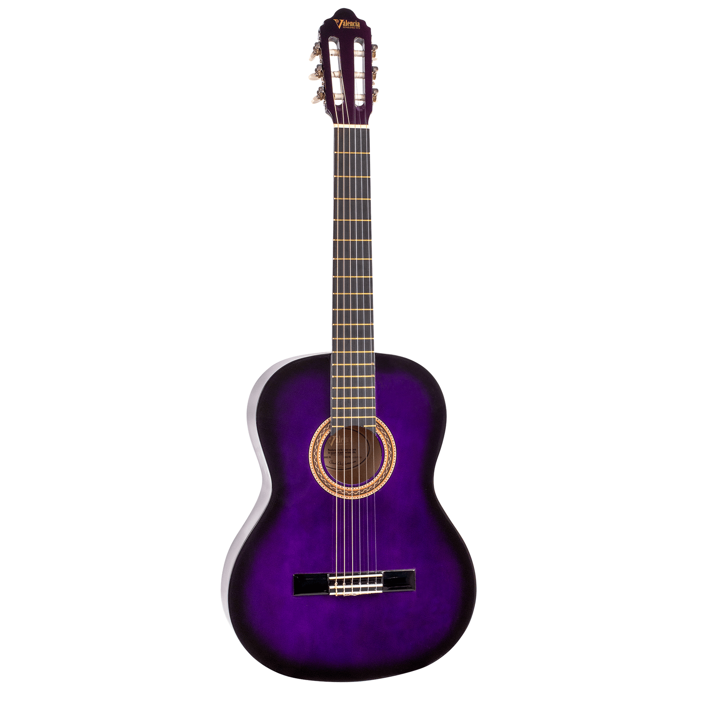 Valencia 100 Series 4/4 Size Classical Guitar - Purple Sunburst
