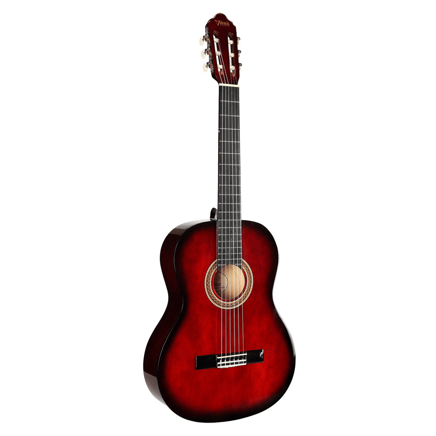 Valencia 100 Series 4/4 Size Classical Guitar - Red Sunburst