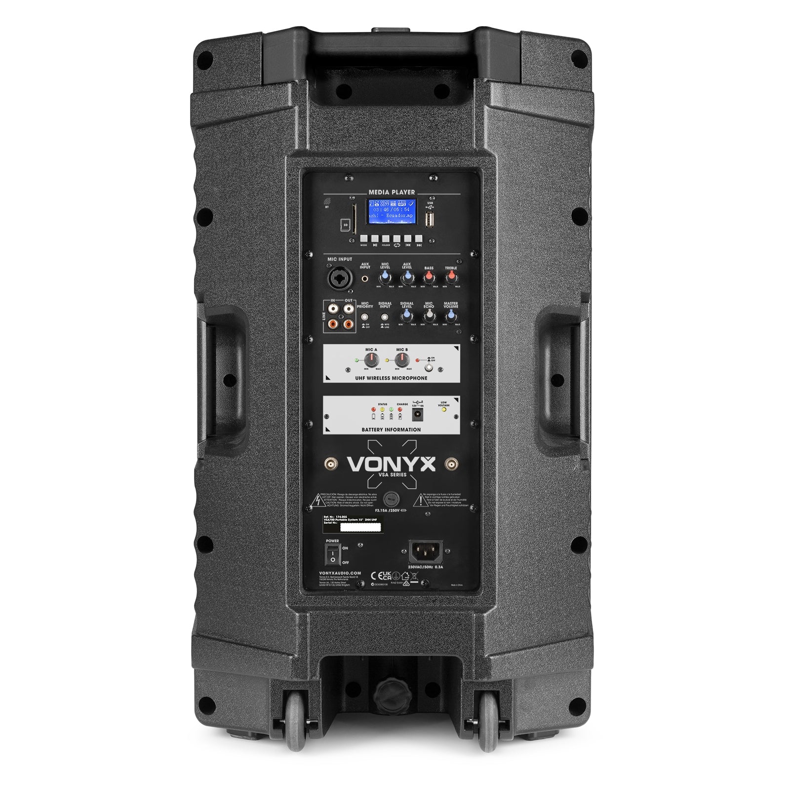 Vonyx VSA700PA 15 Powered Speaker w/ 2 Handheld Wireless - Joondalup Music Centre