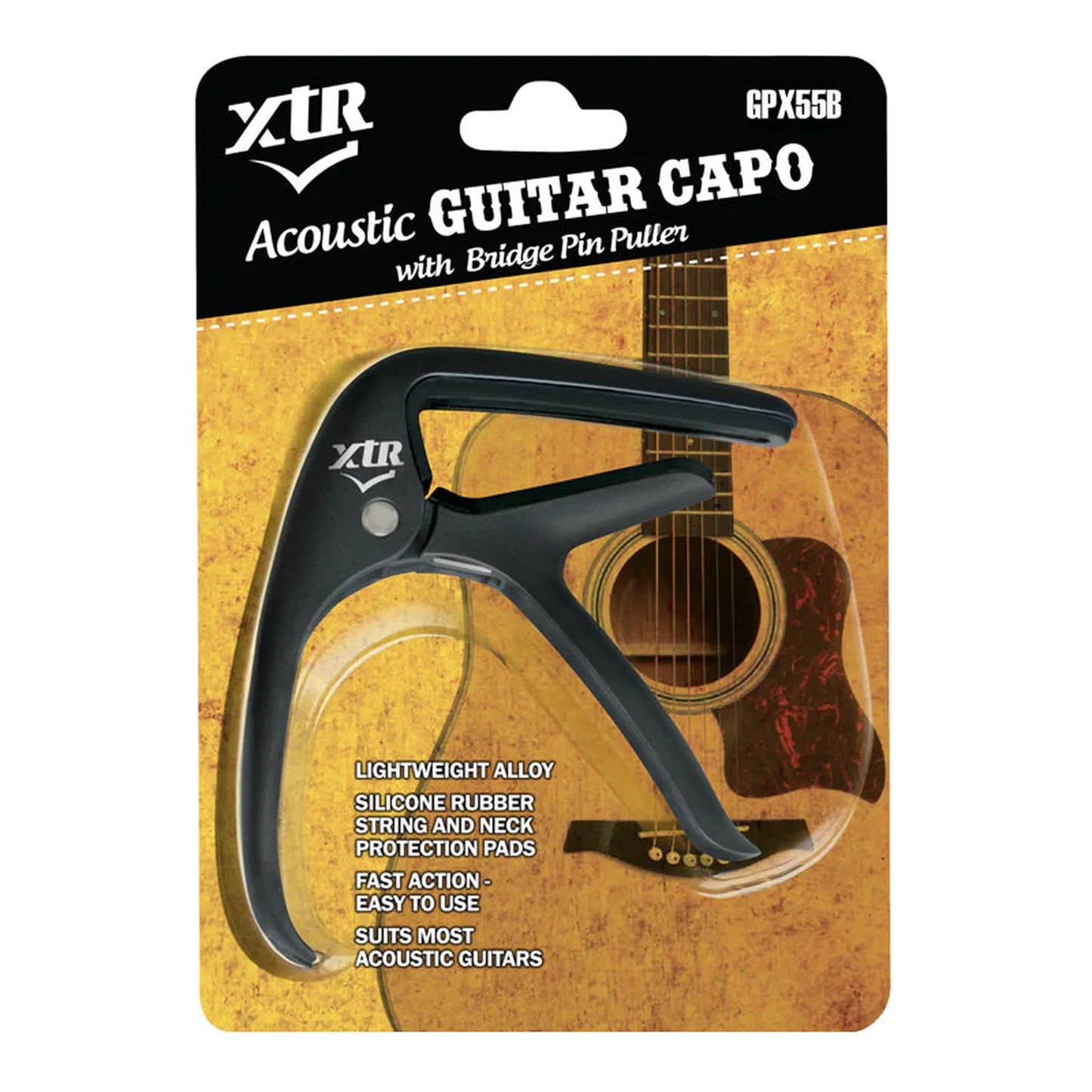 XTR - GPX55B Acoustic Guitar Capo W/Bridge Pin Puller