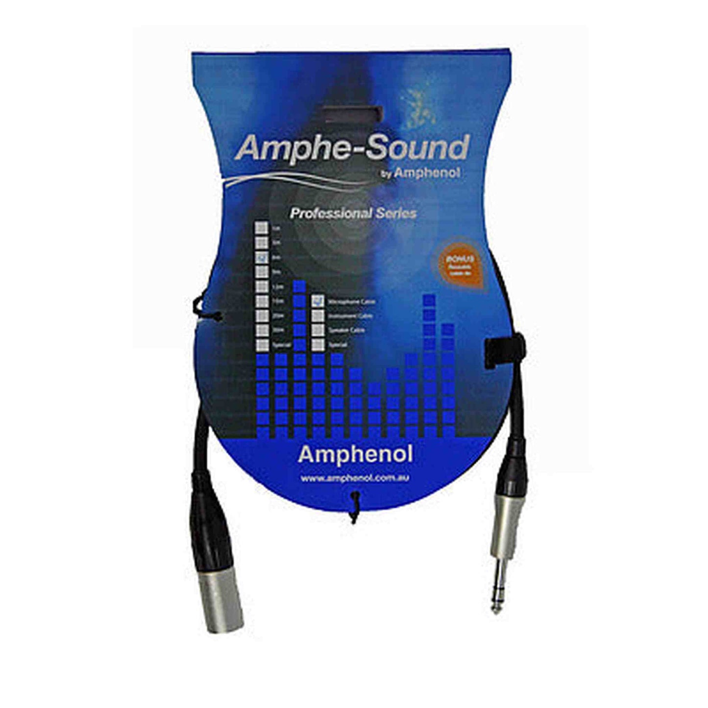 AMPHENOL AUDIO CABLE XLRM TO JACK TRS 6M - Joondalup Music Centre