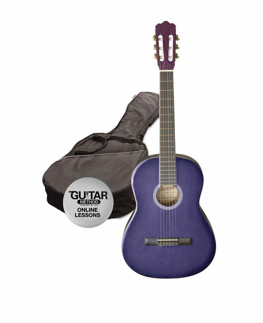 Ashton CG12TP 1/2 Size Classical Guitar Pack - Transparent Purple - Joondalup Music Centre