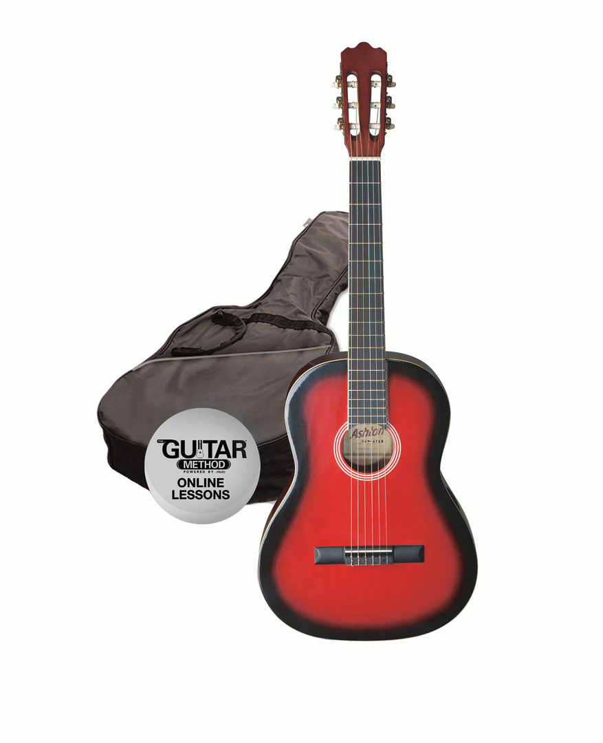 Ashton CG12TRB 1/2 Size Classical Guitar Pack - Transparent Red Burst - Joondalup Music Centre