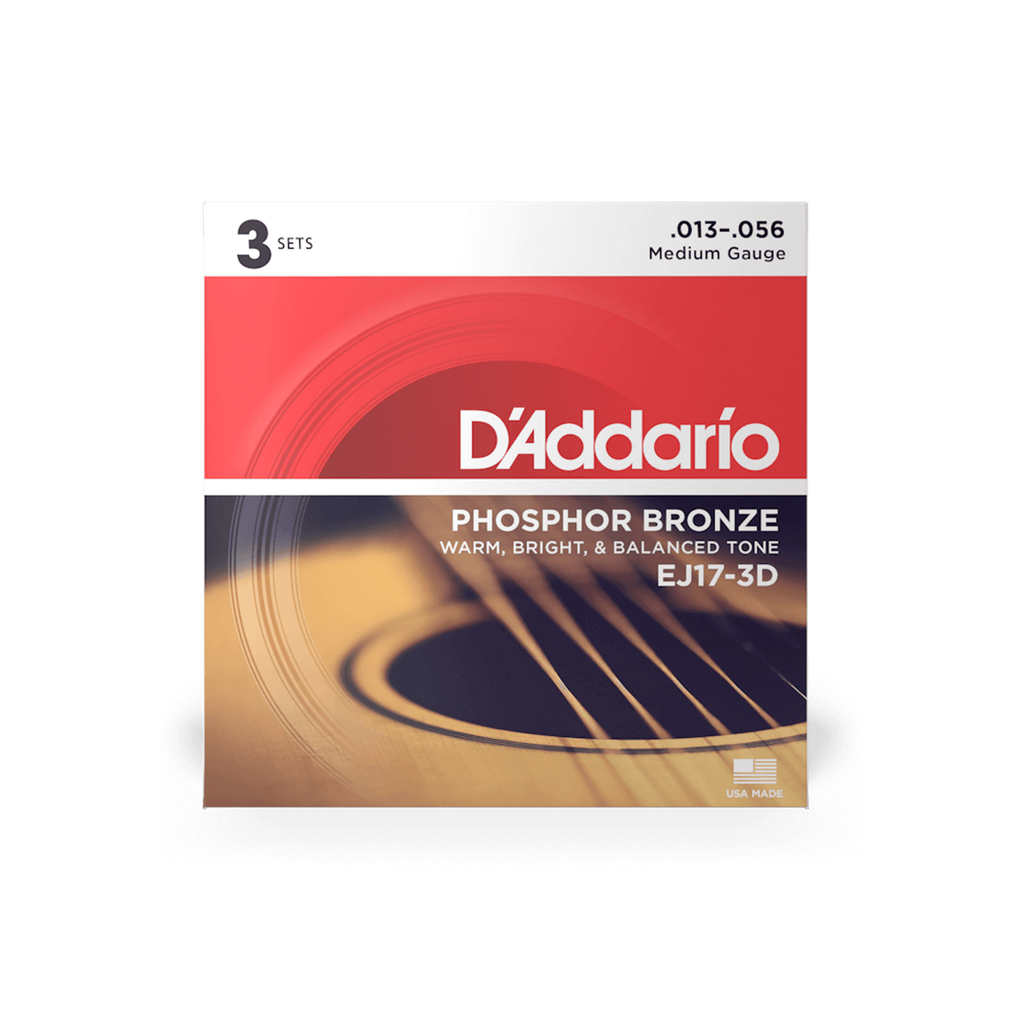 DAddario EJ17 Phosphor Bronze Acoustic Guitar Strings 3 Pack - 13-56 - Joondalup Music Centre