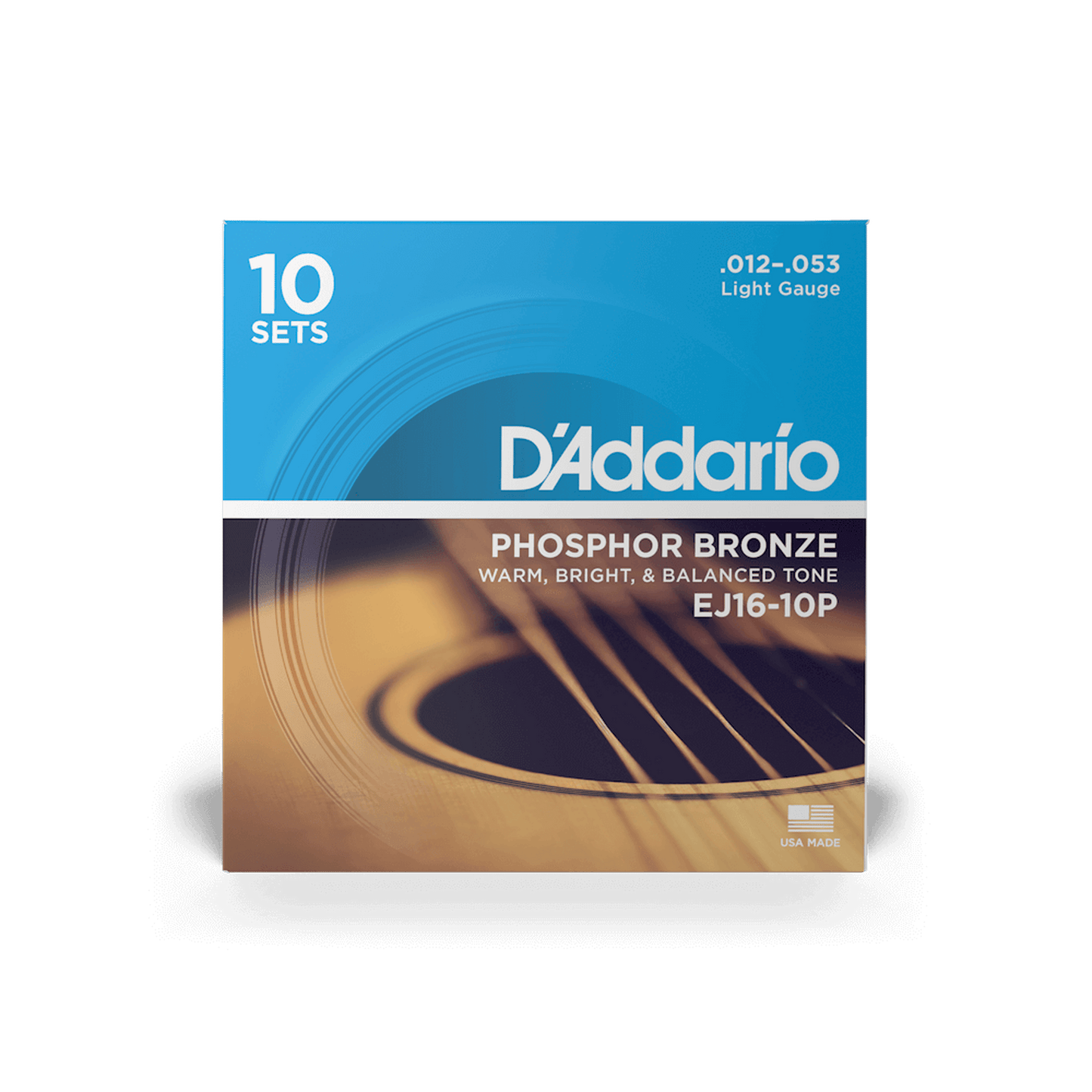 DAddario EJ16 Phosphor Bronze Acoustic Guitar Strings 10 Pack - 12-53 - Joondalup Music Centre