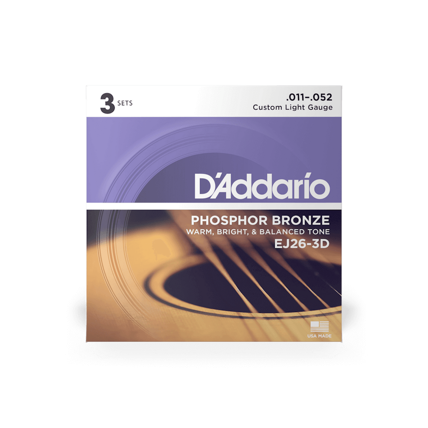 DAddario EJ26 Phosphor Bronze Acoustic Guitar Strings 3 Pack - 11-52 - Joondalup Music Centre