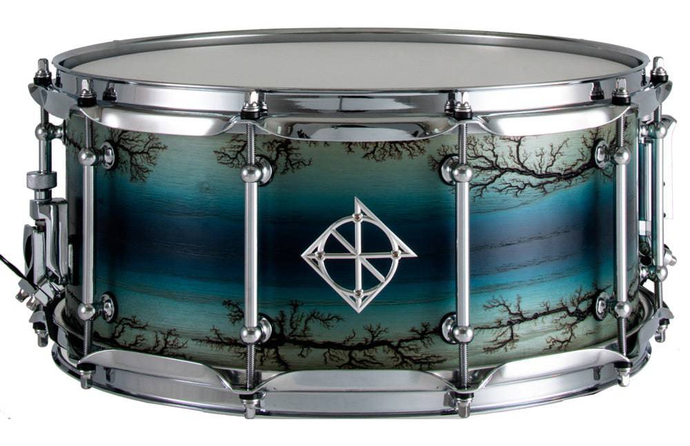 Dixon Artisan Series Ash Snare Drum In Satin Enchanted Blue Reverse Burst - 14 X 6.5 - Joondalup Music Centre