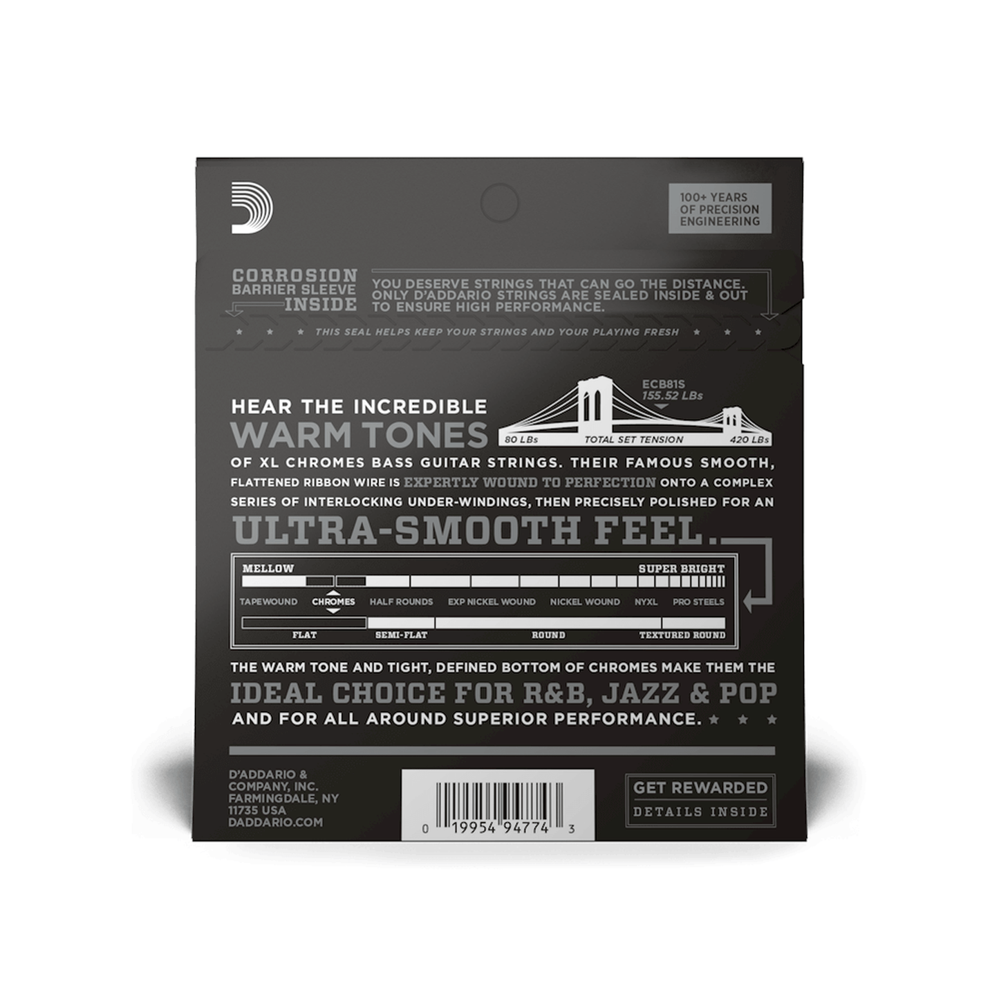D'Addario ECB81S Light Short Scale Chromes Bass Guitar Strings - 45-100-BASS GUITAR-Joondalup Music Centre
