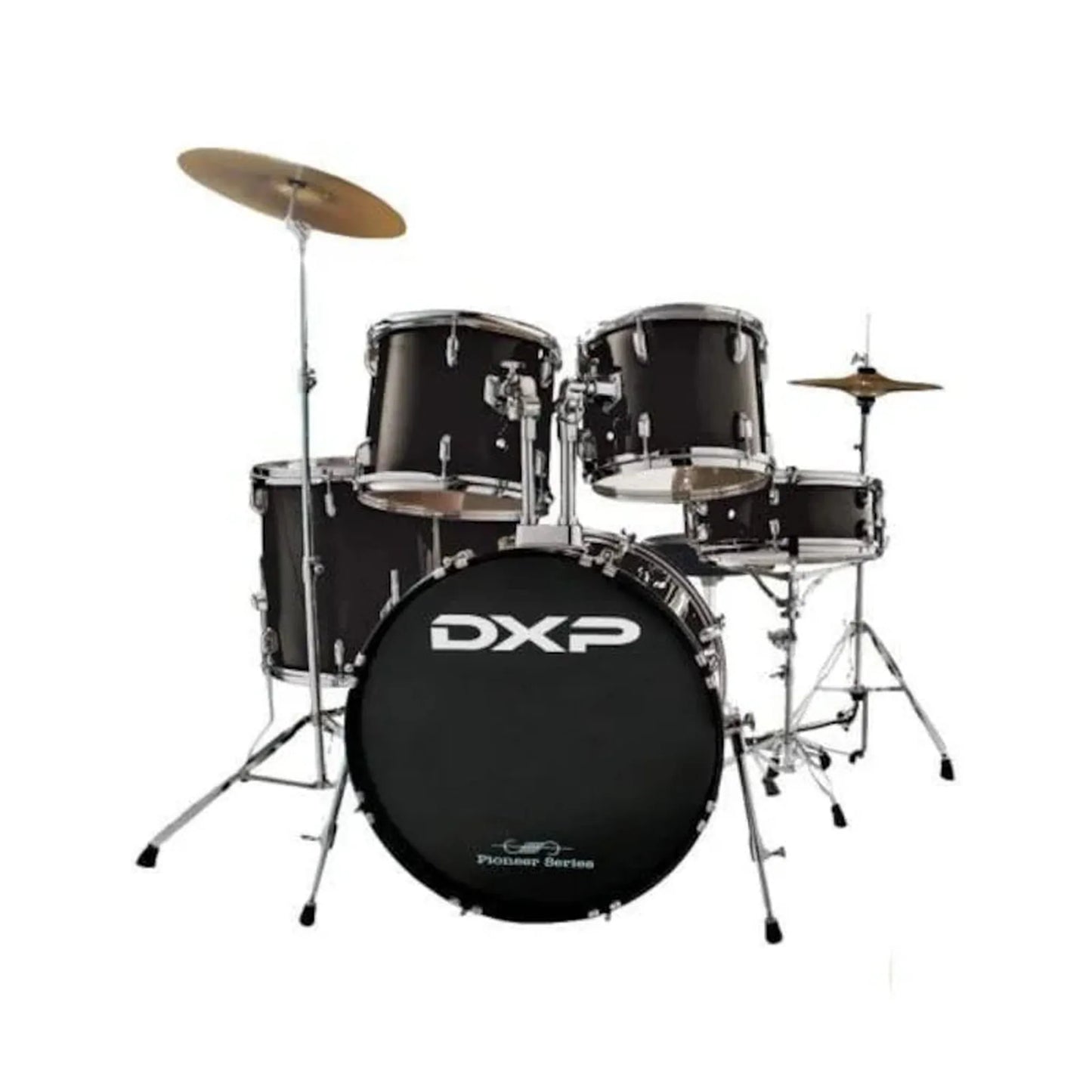 DXP Pioneer Series Drum Kit Package with Stool & Cymbals - Black