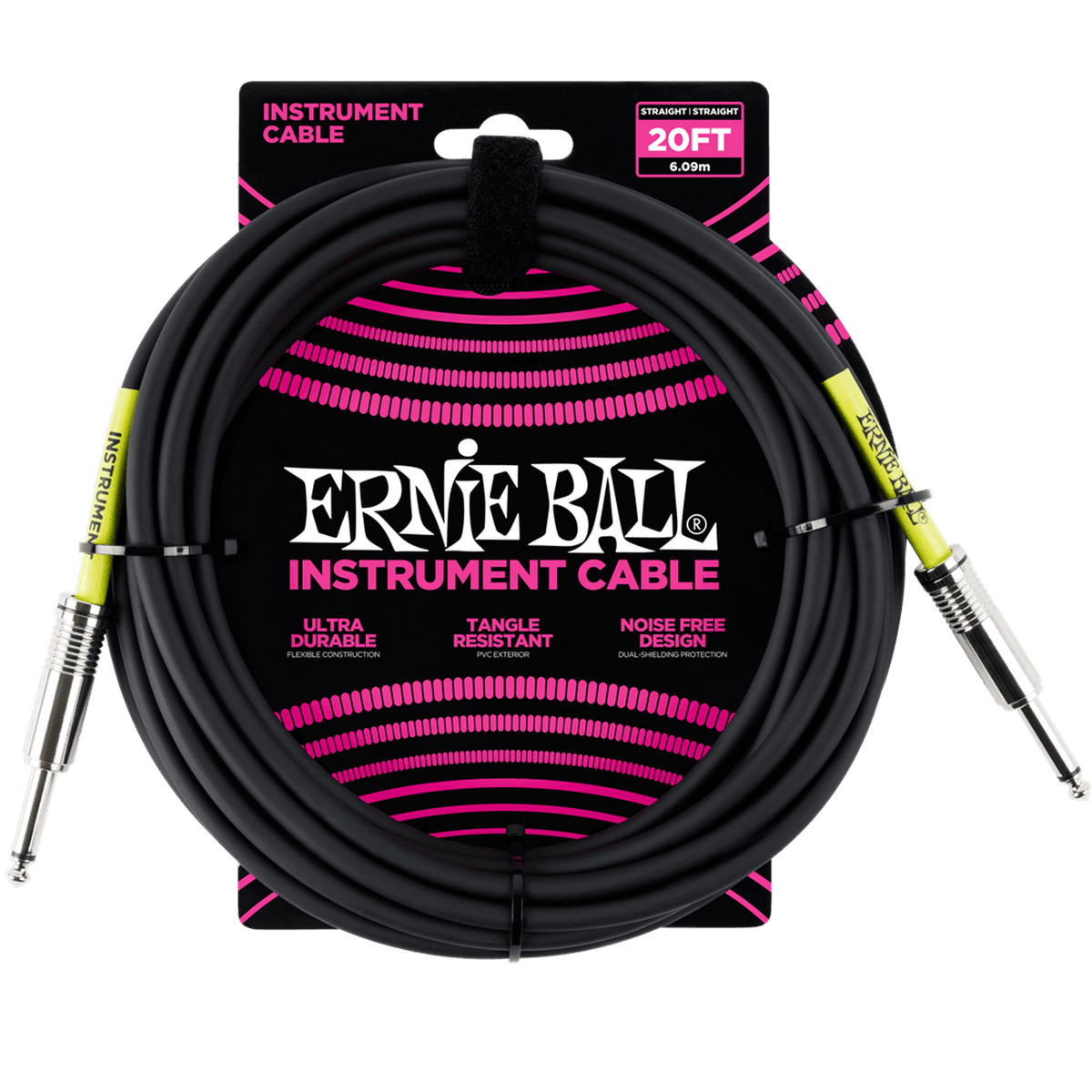 ERNIE BALL INSTRUMENT CABLE 6M - BLACK - Joondalup Music Centre