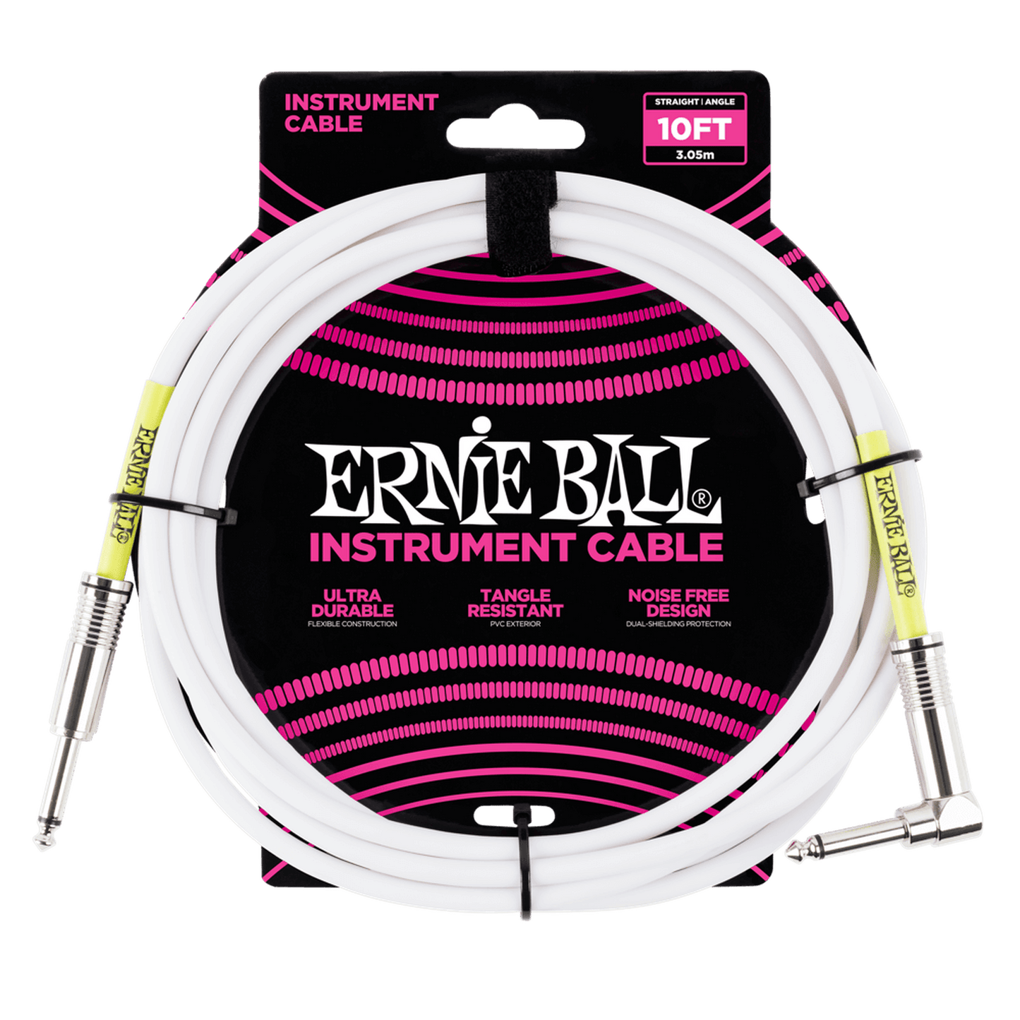 Ernie Ball Instrument Cable - 10ft - White - Joondalup Music Centre