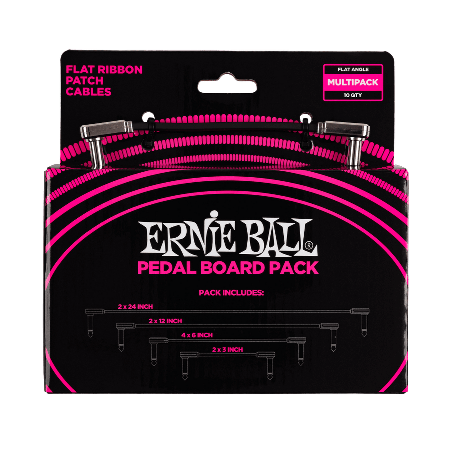 ERNIE BALL PATCH CABLE - MULTIPACK - FLAT RIBBON - BLACK - Joondalup Music Centre