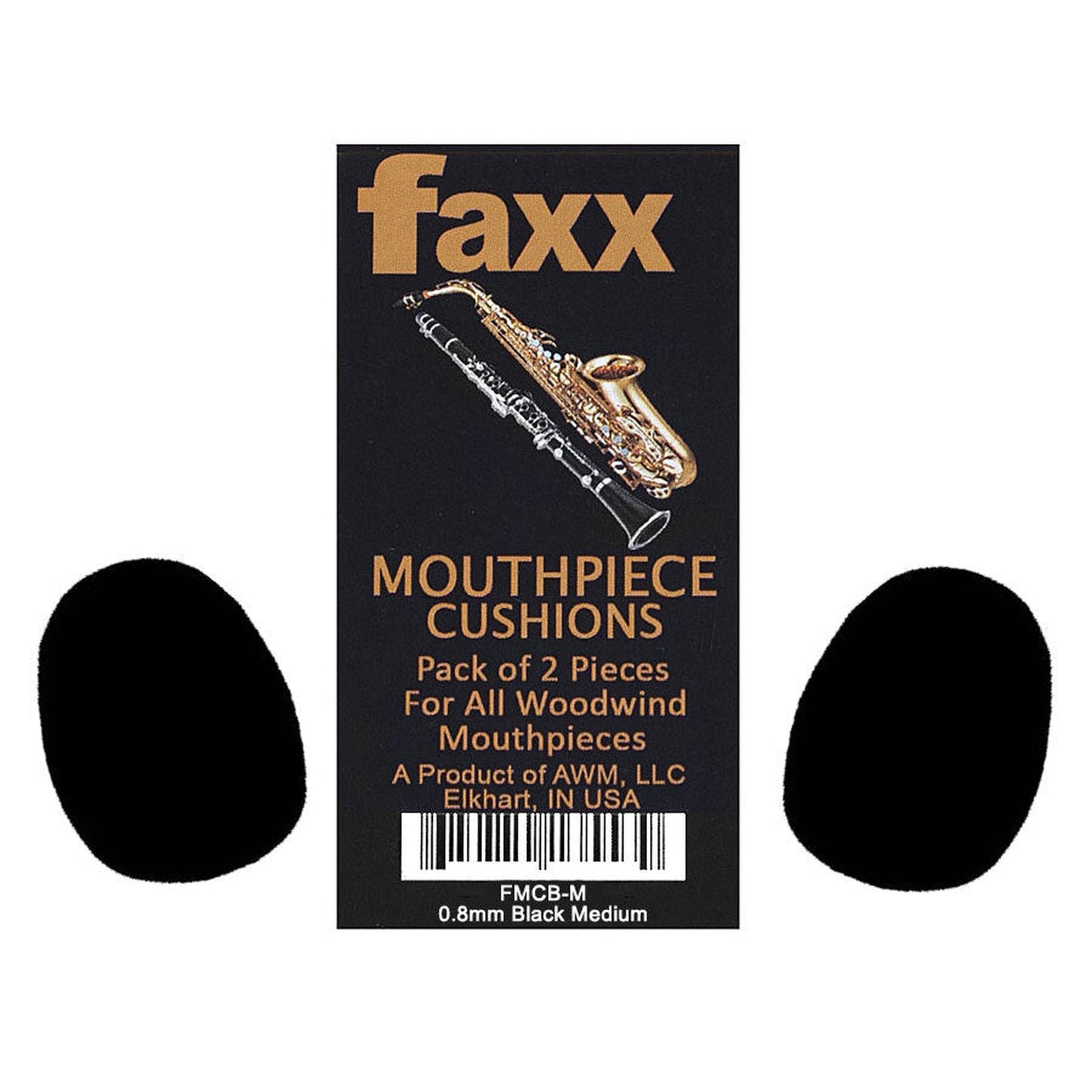 Faxx Medium Mouthpiece Cushion 0.8mm - Black - 2 Pack - Joondalup Music Centre