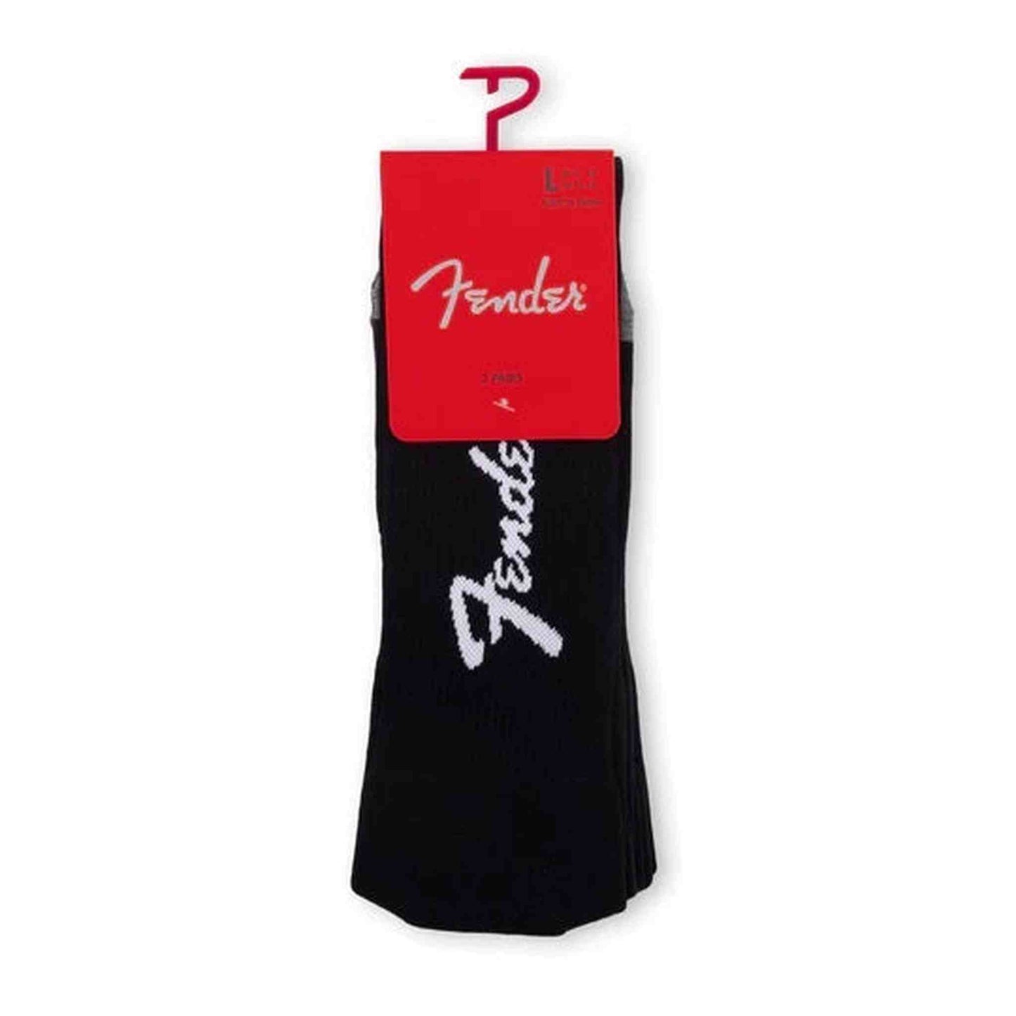 FENDER SOCKS - EXPLODED LOGO - LARGE - BLACK - 3PK - Joondalup Music Centre