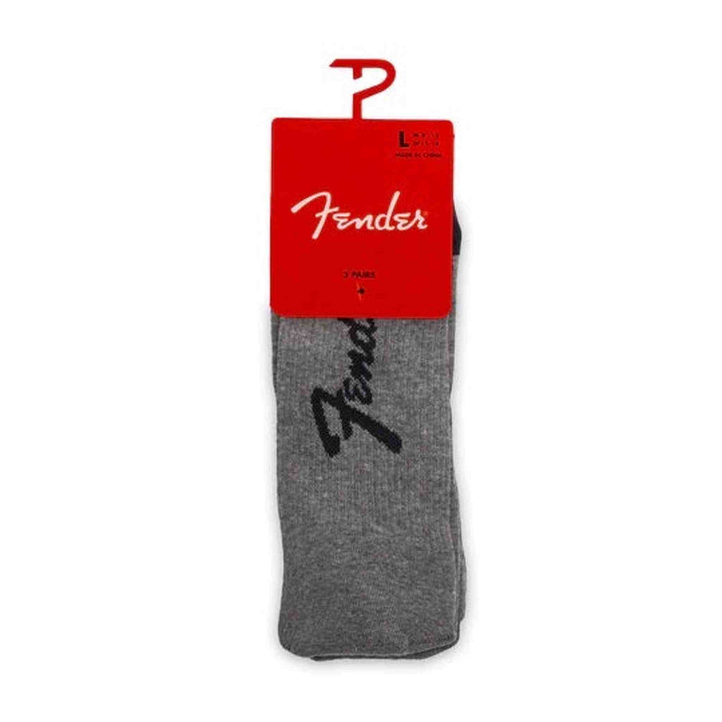 FENDER SOCKS - EXPLODED LOGO - LARGE - CHARCOAL HTR/WHITE/BLACK - 3 PK - Joondalup Music Centre