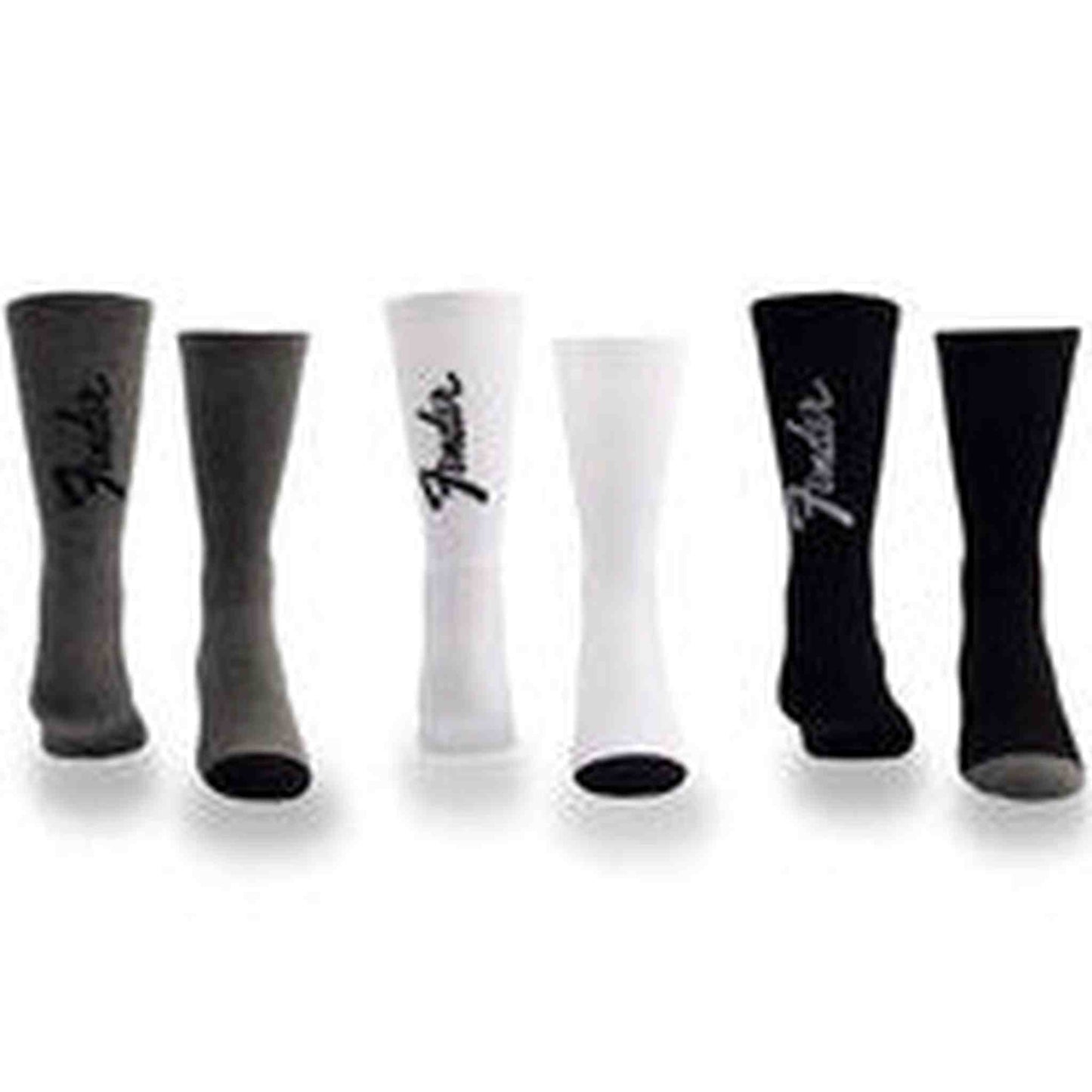 FENDER SOCKS - EXPLODED LOGO - LARGE - CHARCOAL HTR/WHITE/BLACK - 3 PK - Joondalup Music Centre