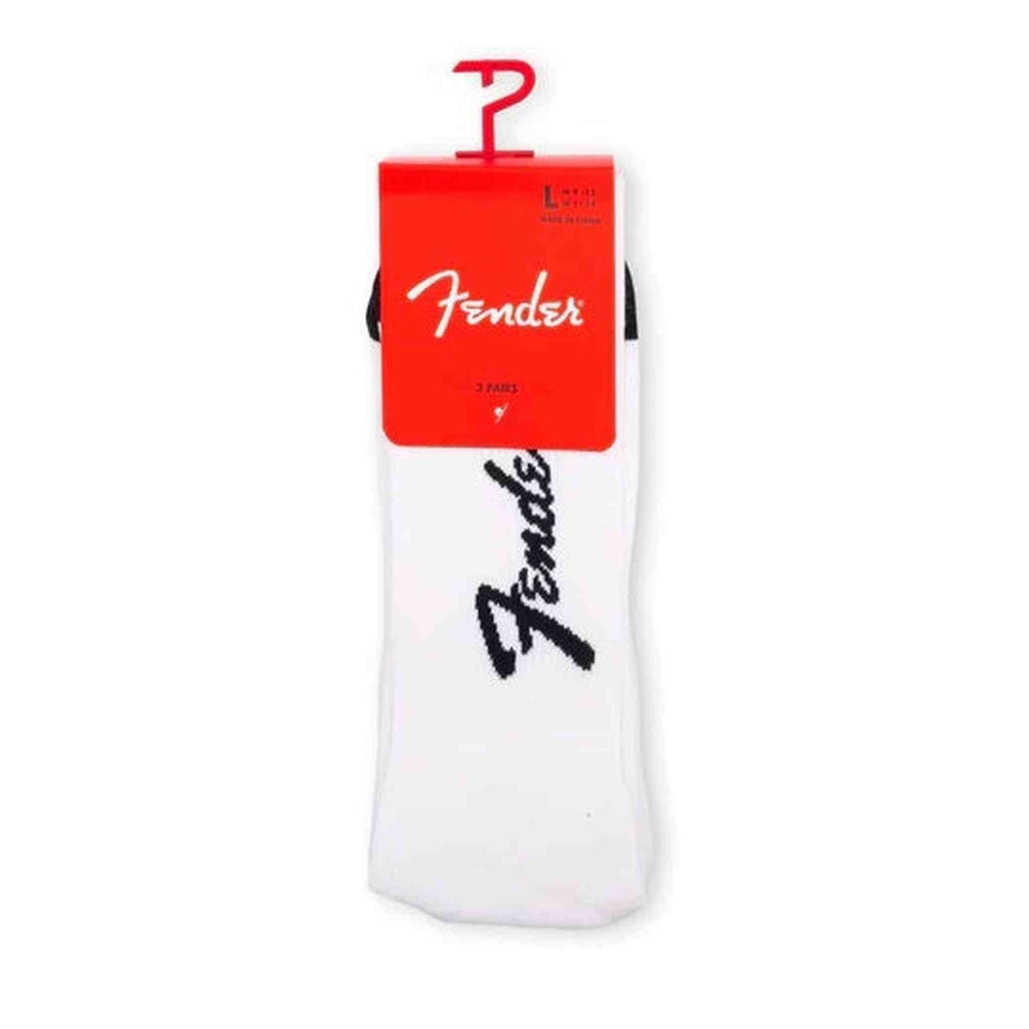 FENDER SOCKS - EXPLODED LOGO - LARGE - WHITE - 3PK - Joondalup Music Centre
