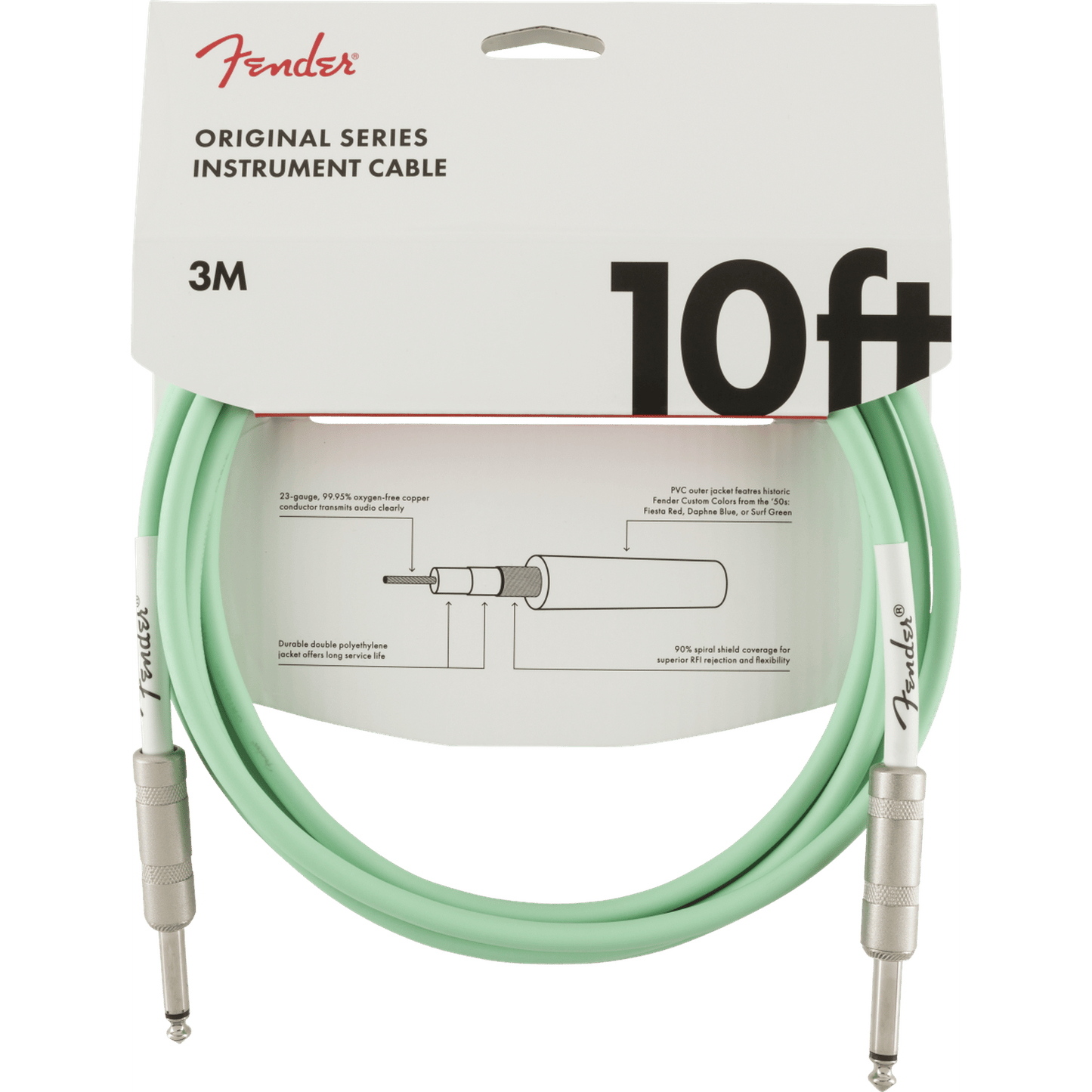 Fender Original Series Instrument Cable 3m - Surf Green - Joondalup Music Centre