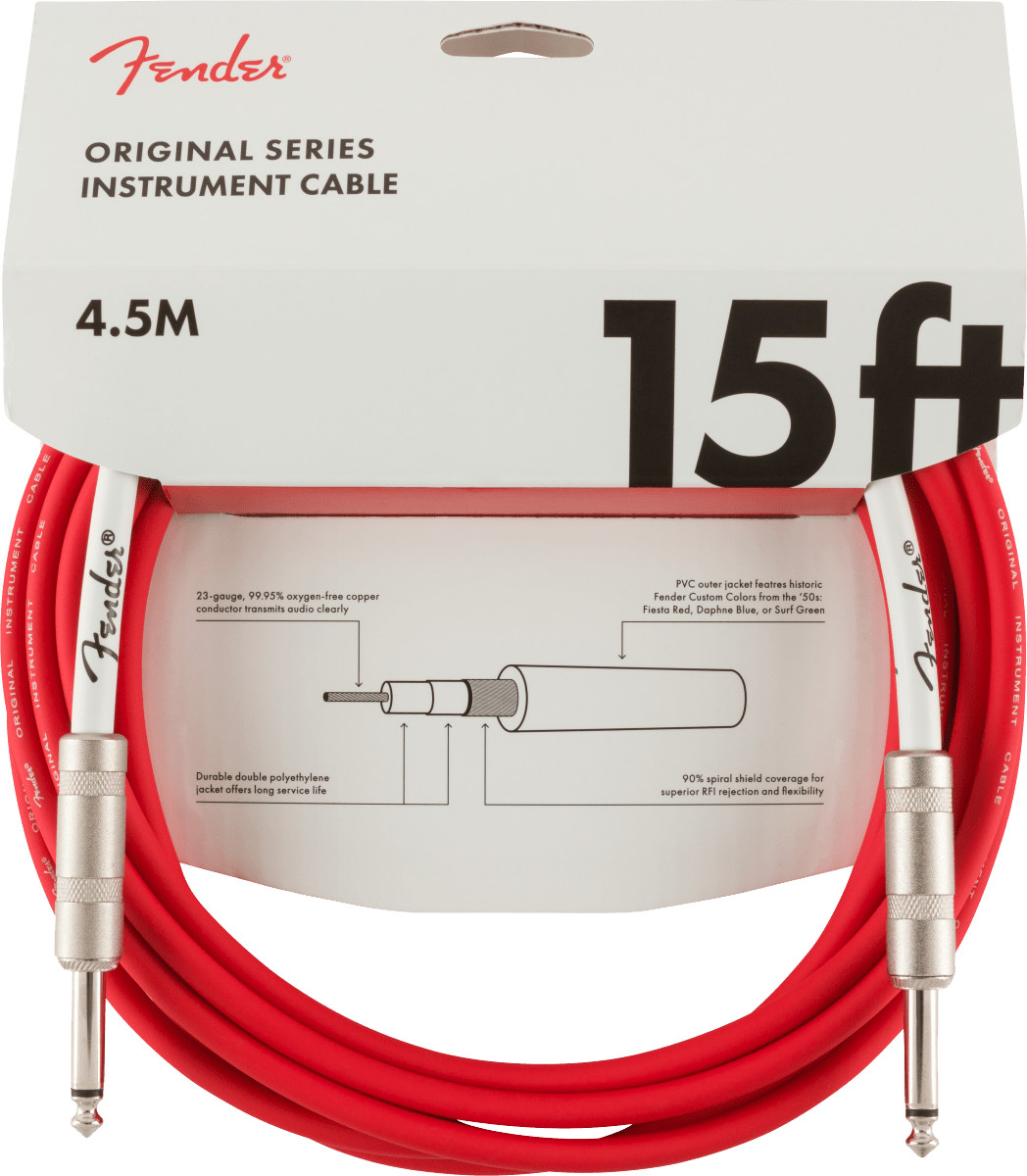 Fender Original Series Instrument Cable 15ft - Fiesta Red - Joondalup Music Centre