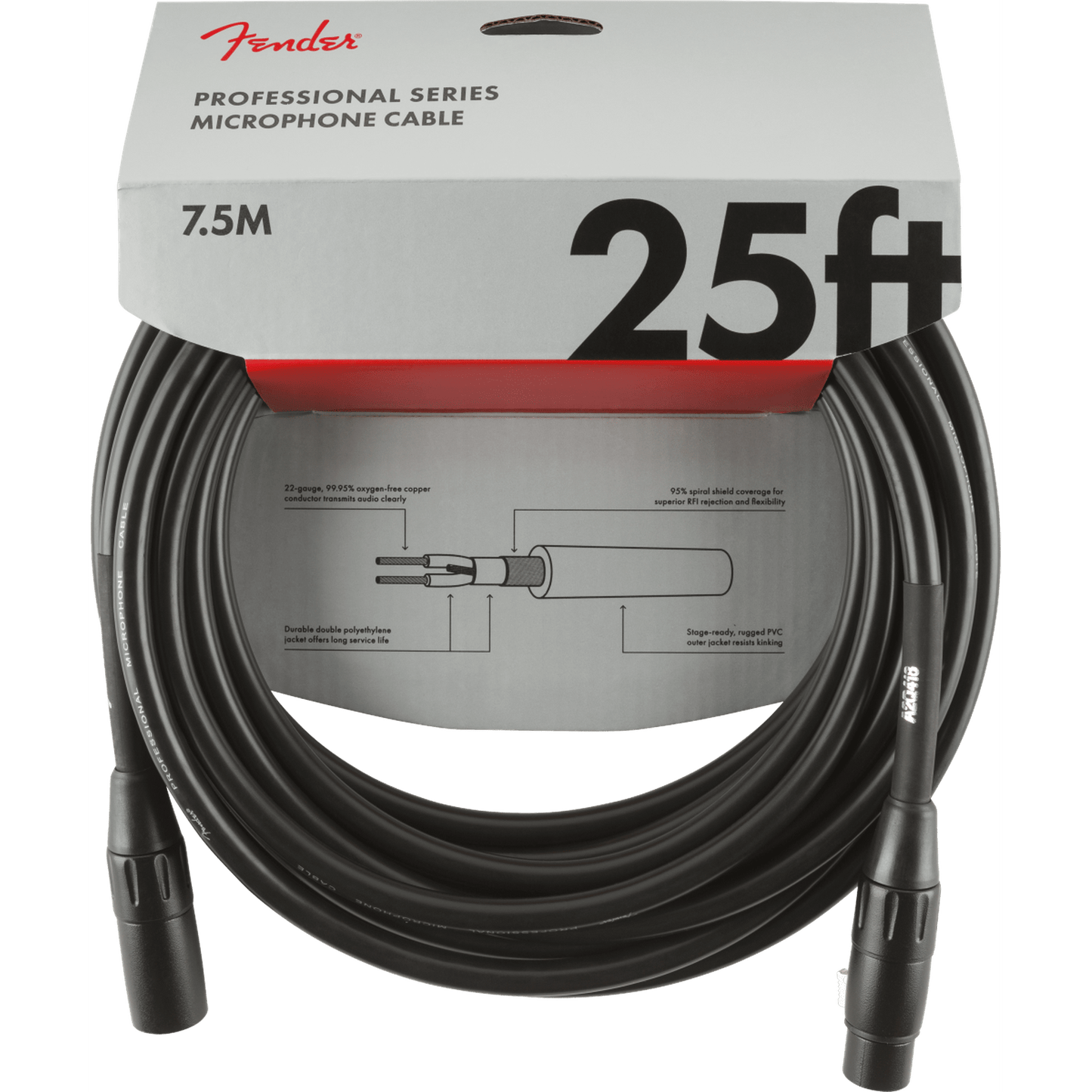 FENDER PROFESSIONAL SERIES XLR MICROPHONE CABLE 25FT - Joondalup Music Centre