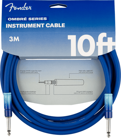 Fender Ombre Instrument Cable 10ft - Belair Blue - Joondalup Music Centre