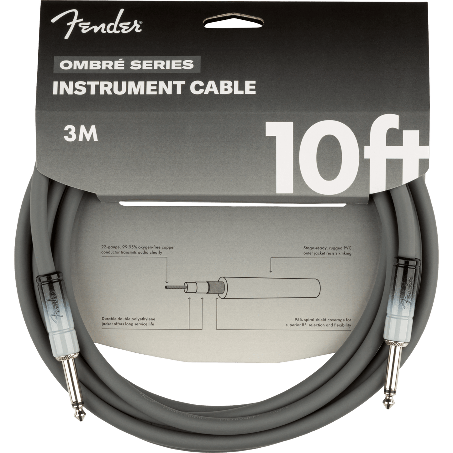 Fender Ombre Instrument Cable 10ft - Silver Smoke - Joondalup Music Centre