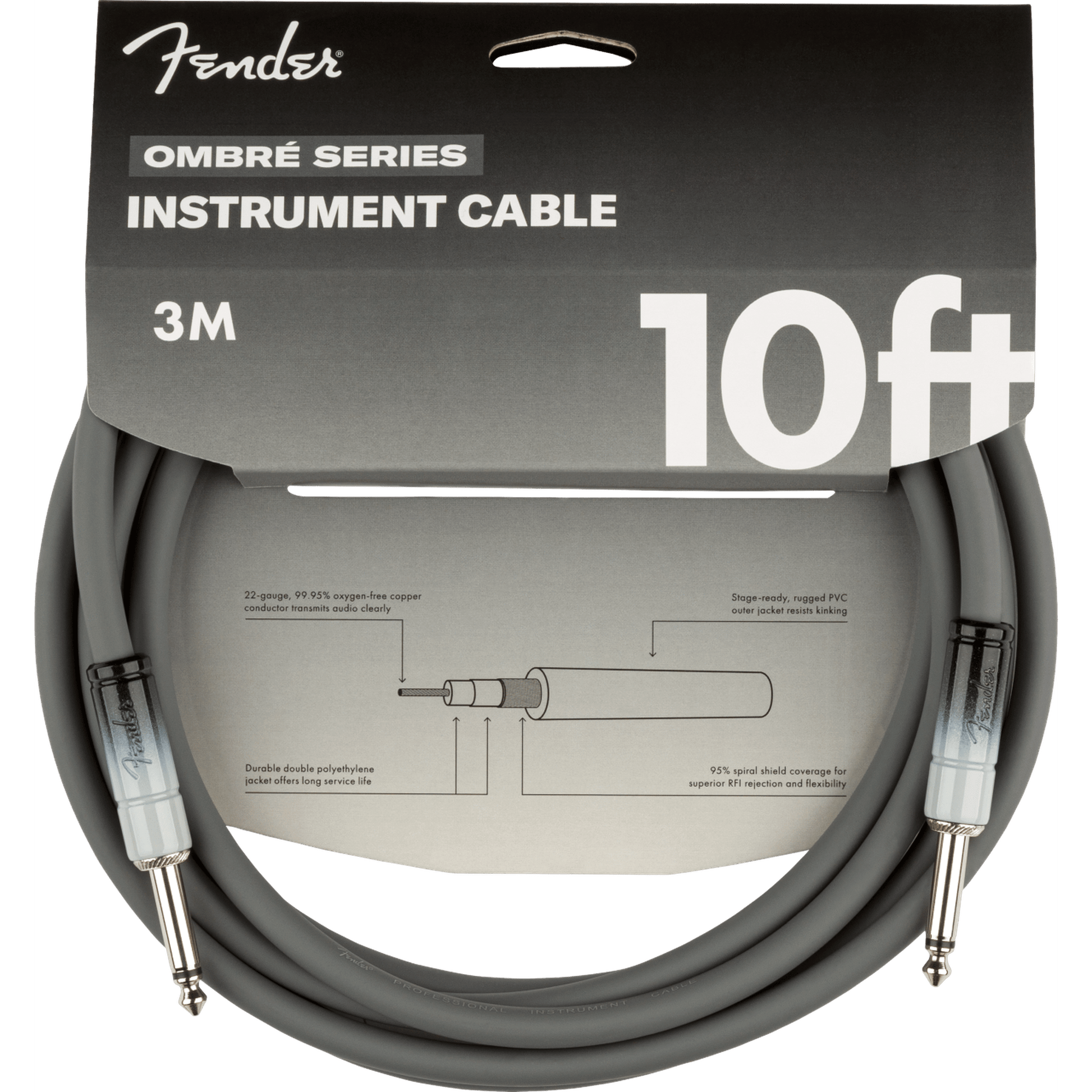 Fender Ombre Instrument Cable 10ft - Silver Smoke - Joondalup Music Centre
