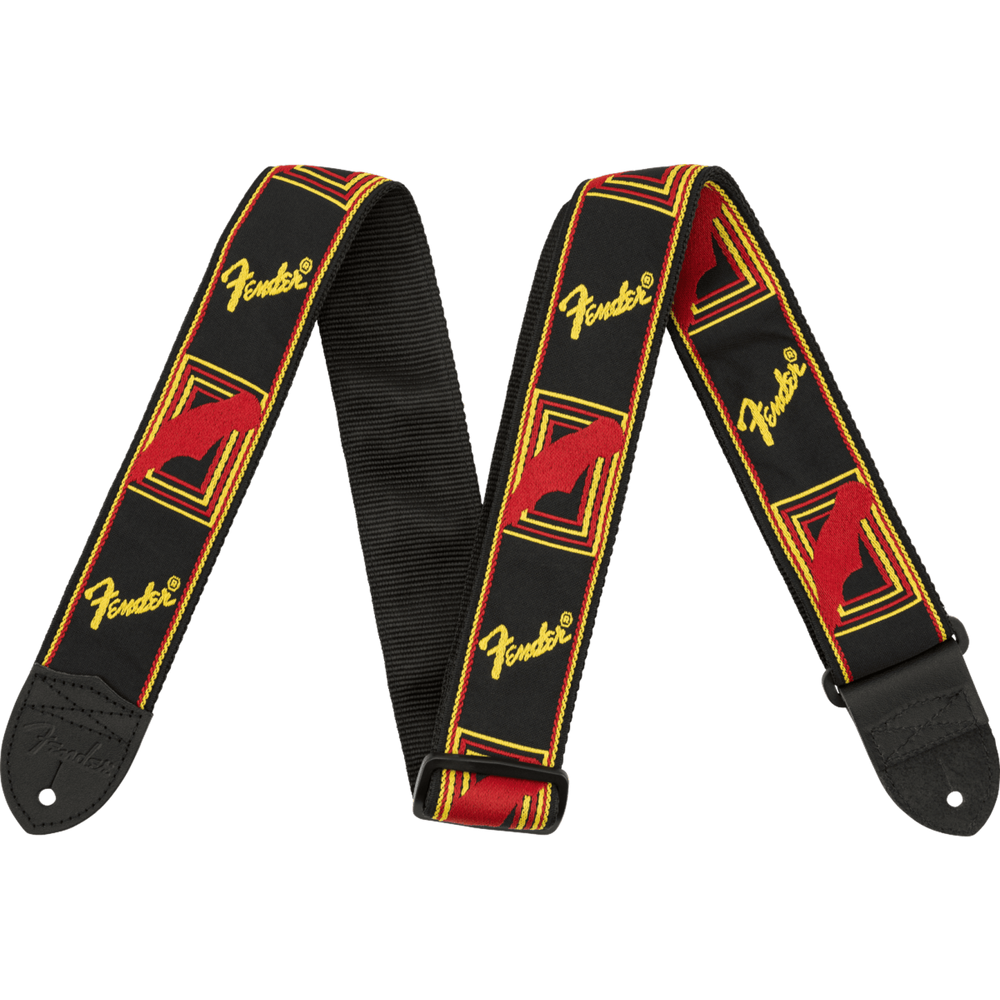 Fender Monogram Strap - Black/ Yellow/ Red - Joondalup Music Centre