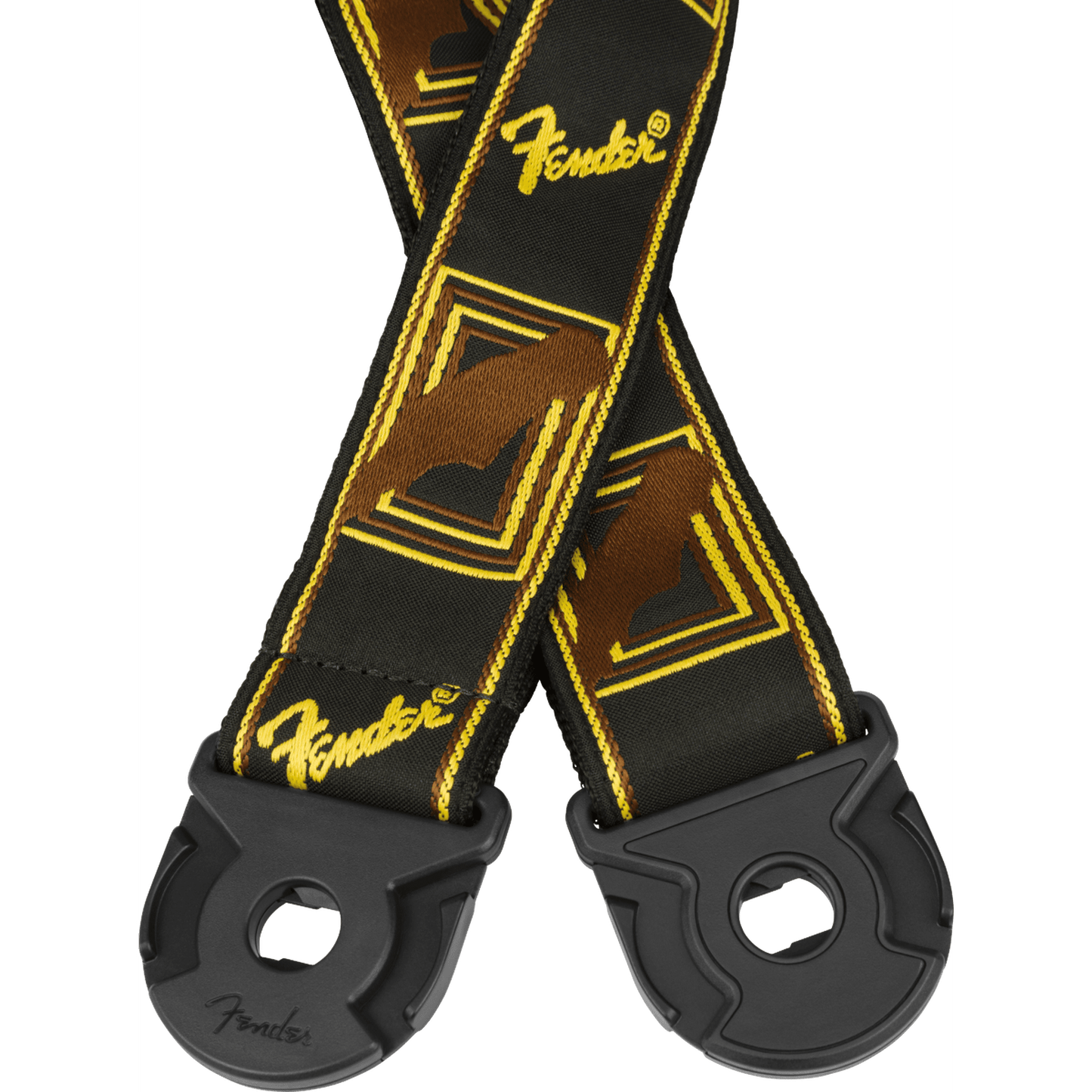 Fender Quickgrip 2 Strap Mono Black/ Yellow/ Brown - Joondalup Music Centre
