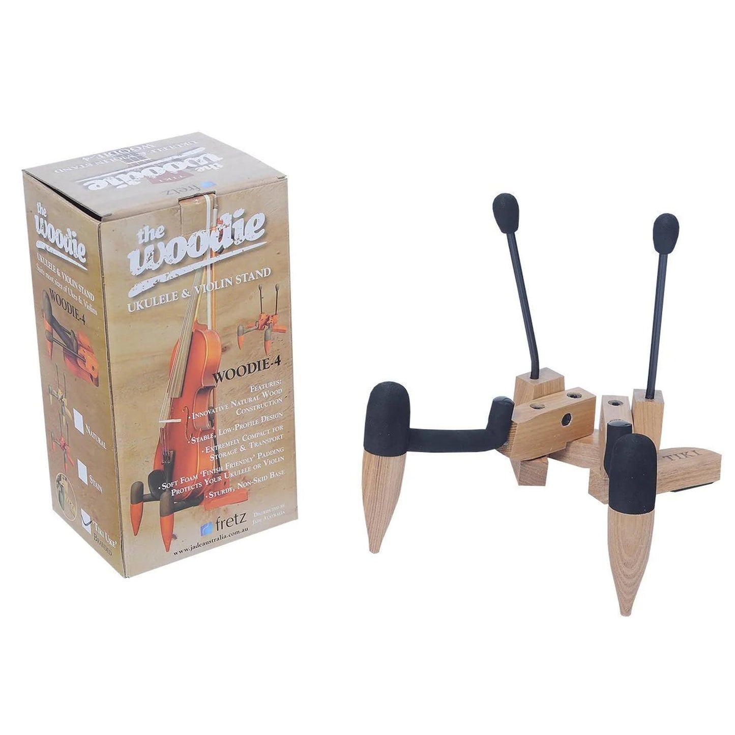 FRETZ WOODIE 4 WOODEN FOLDING UKULELE/VIOLIN STAND - NATURAL - Joondalup Music Centre