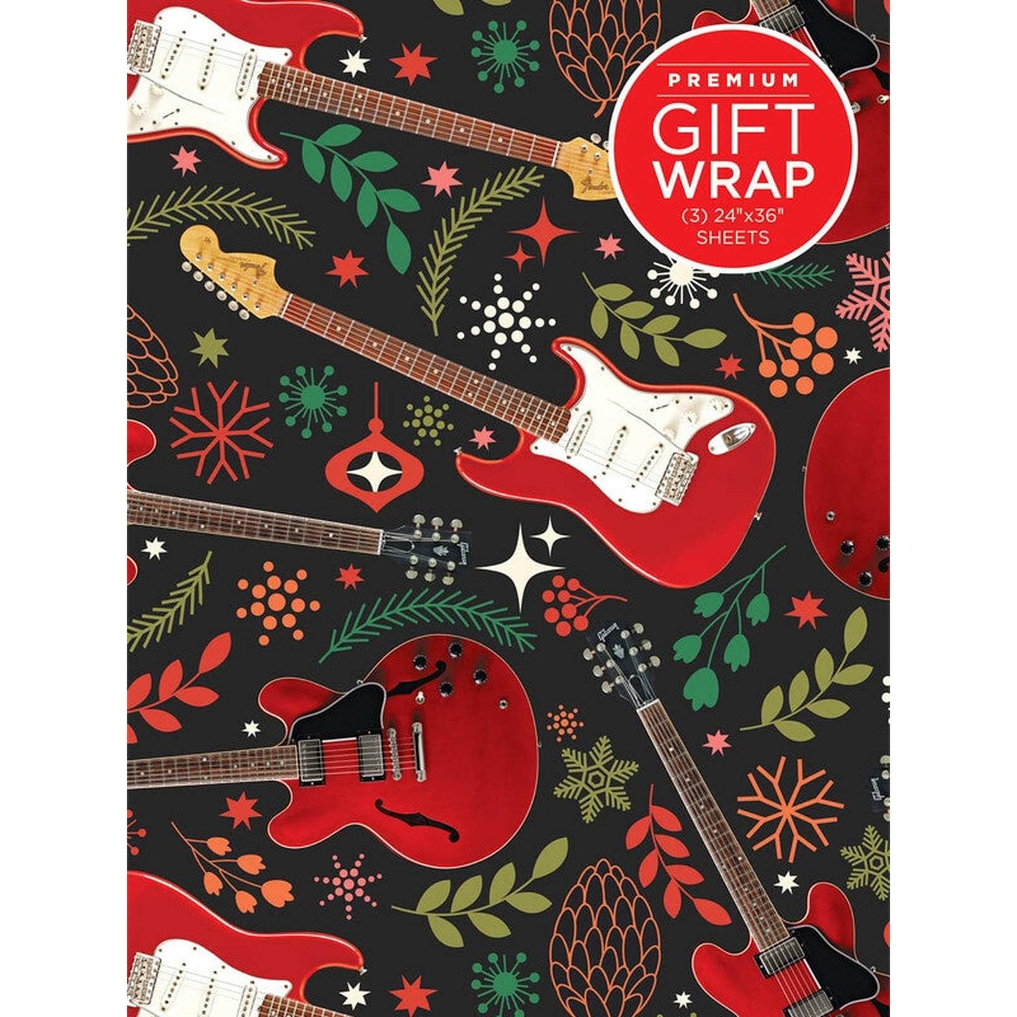 GIFT WRAPPING PAPER CHRISTMAS RED GUITAR THEME - Joondalup Music Centre