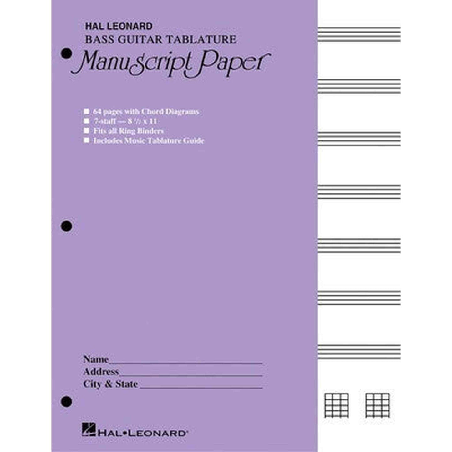 Bass Guitar Manuscript Paper Tab - Joondalup Music Centre