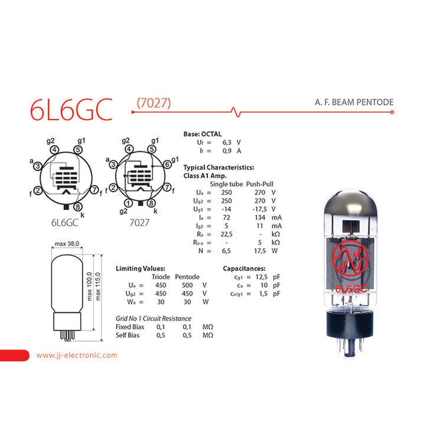 JJ ELECTRONIC 6L6 POWER TUBES (MATCHED PAIR) - Joondalup Music Centre