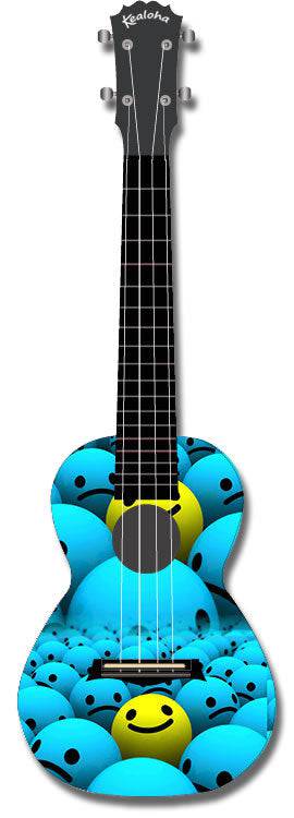 KEALOHA WHOS SMILING NOW DESIGN CONCERT UKULELE WITH BLUE ABS RESIN BODY - Joondalup Music Centre
