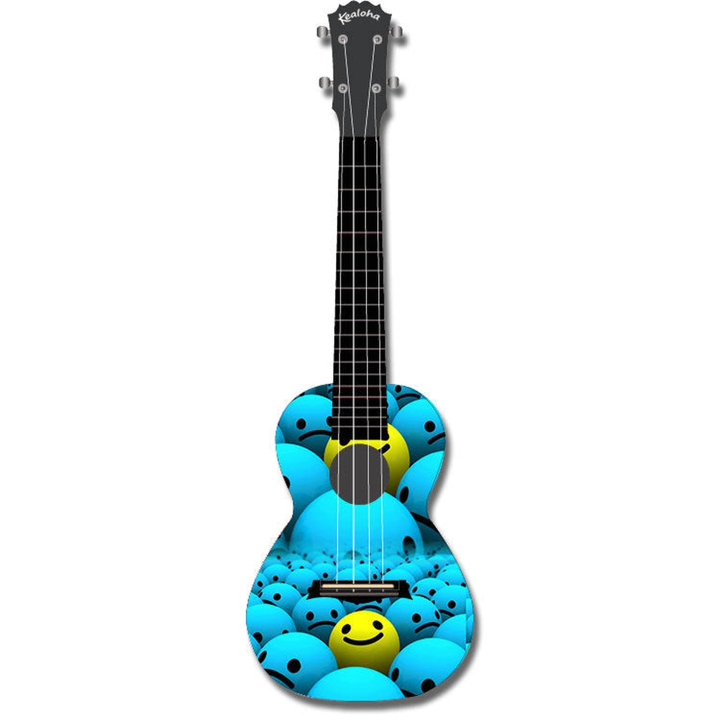 KEALOHA WHOS SMILING NOW DESIGN CONCERT UKULELE WITH BLUE ABS RESIN BODY - Joondalup Music Centre