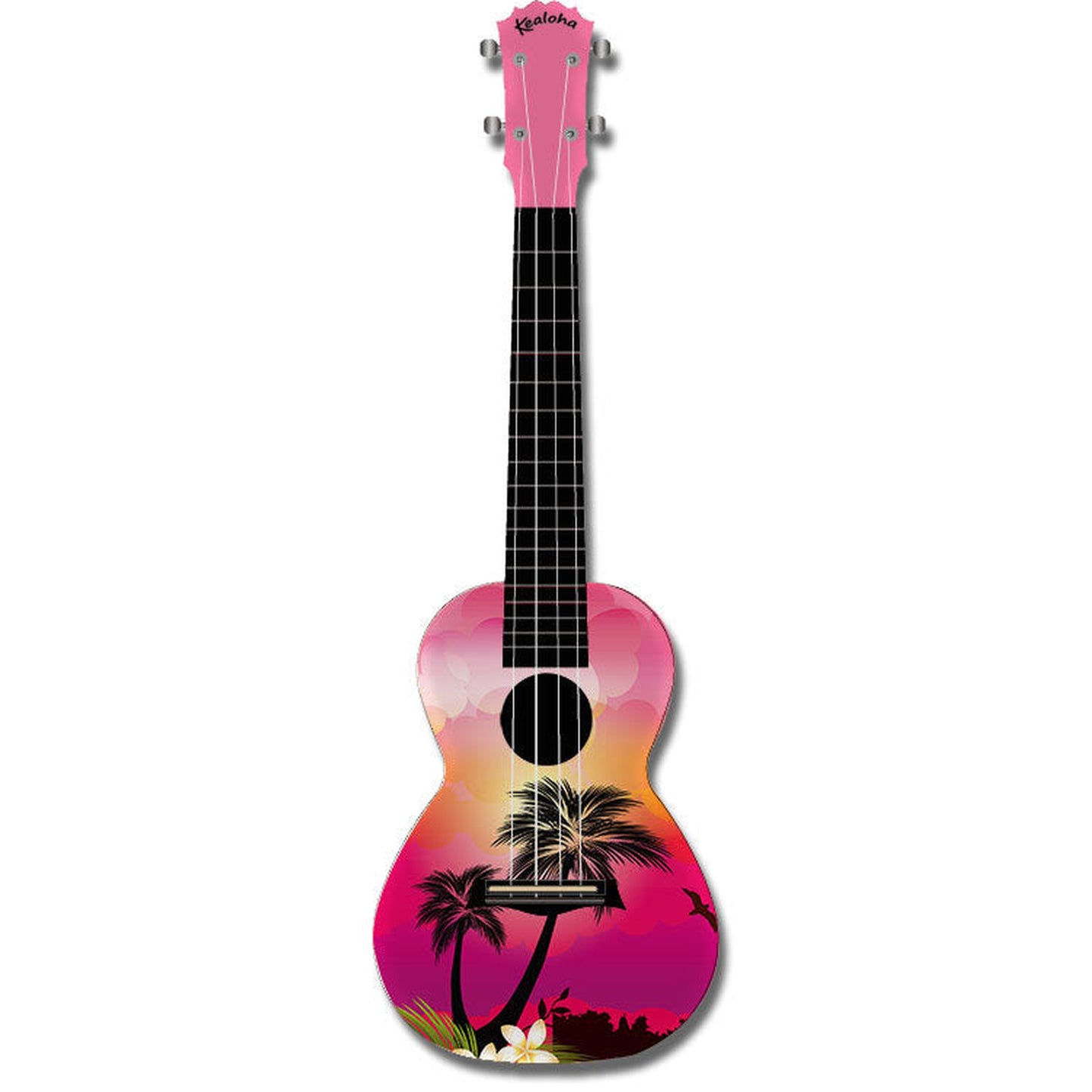 KEALOHA SUNSET PALMS DESIGN CONCERT UKULELE WITH PINK ABS RESIN BODY - Joondalup Music Centre