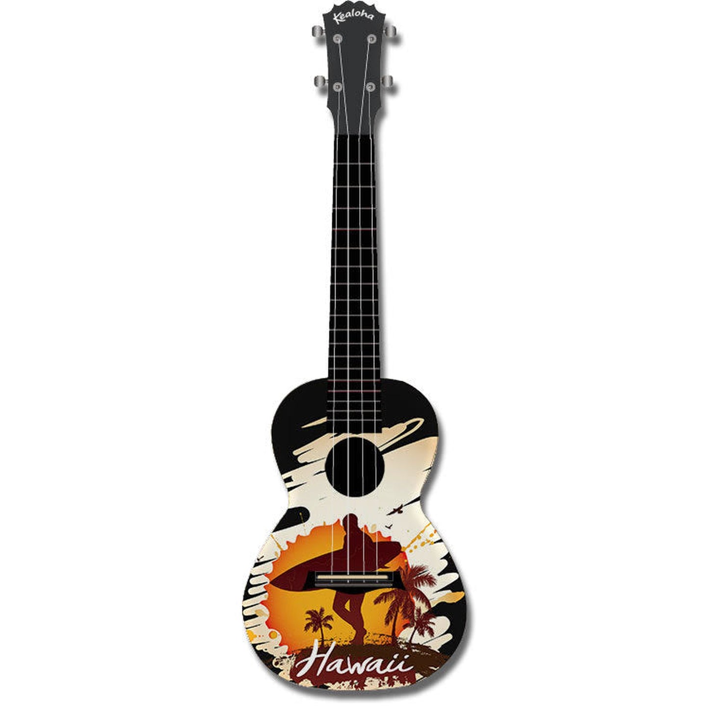 KEALOHA HAWAII SURFER DESIGN CONCERT UKULELE WITH BLACK ABS RESIN BODY - Joondalup Music Centre