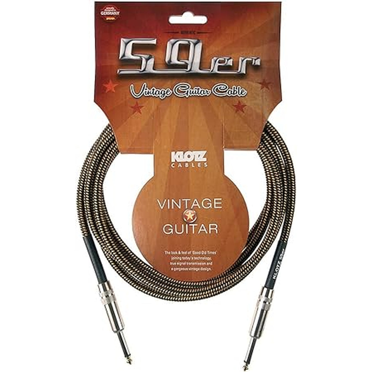 Klotz Vintage 59er Instrument Cable 3m - Black/Yellow Braid - Joondalup Music Centre
